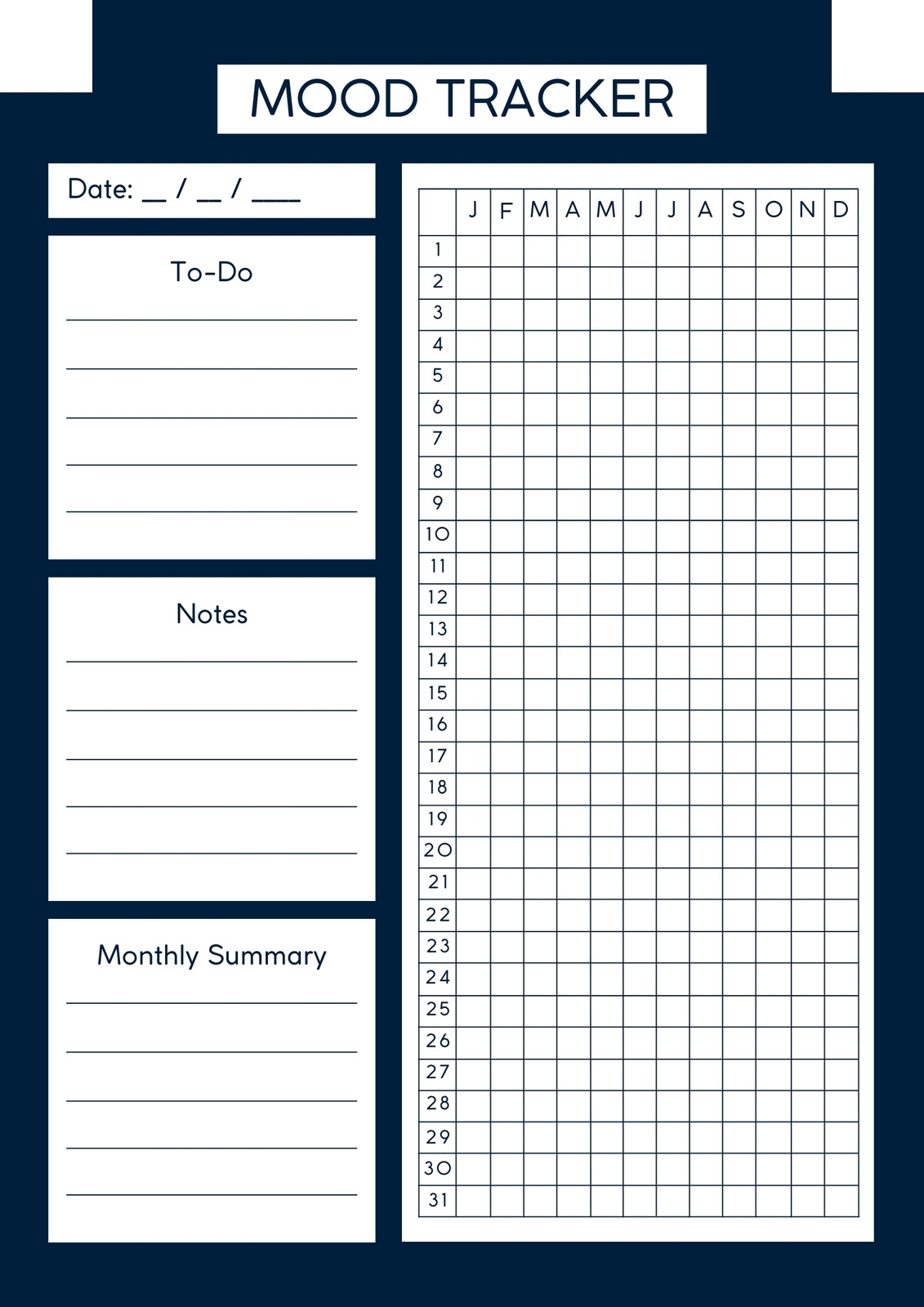 mood tracker printable mood tracker printable