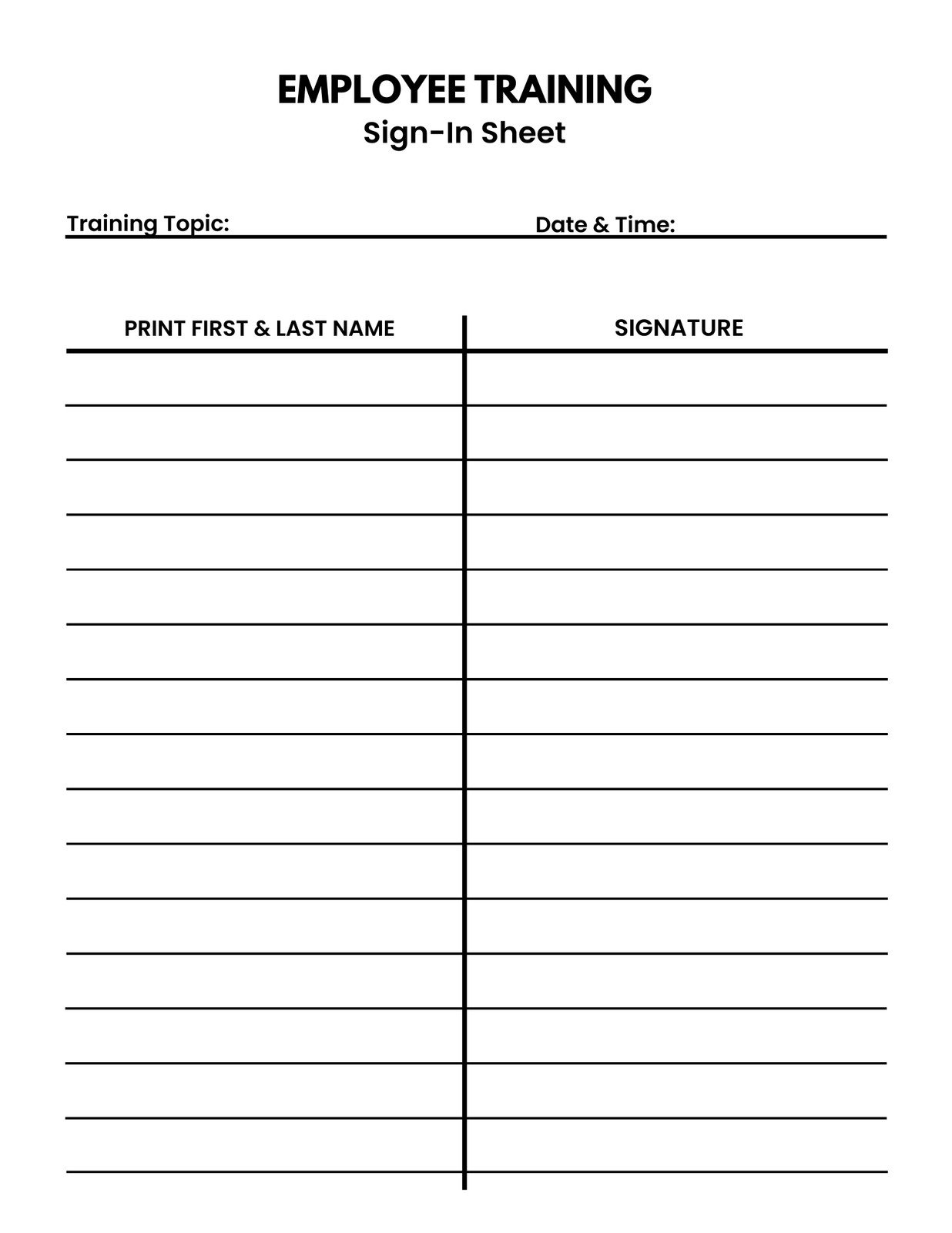 sign up sheet printable