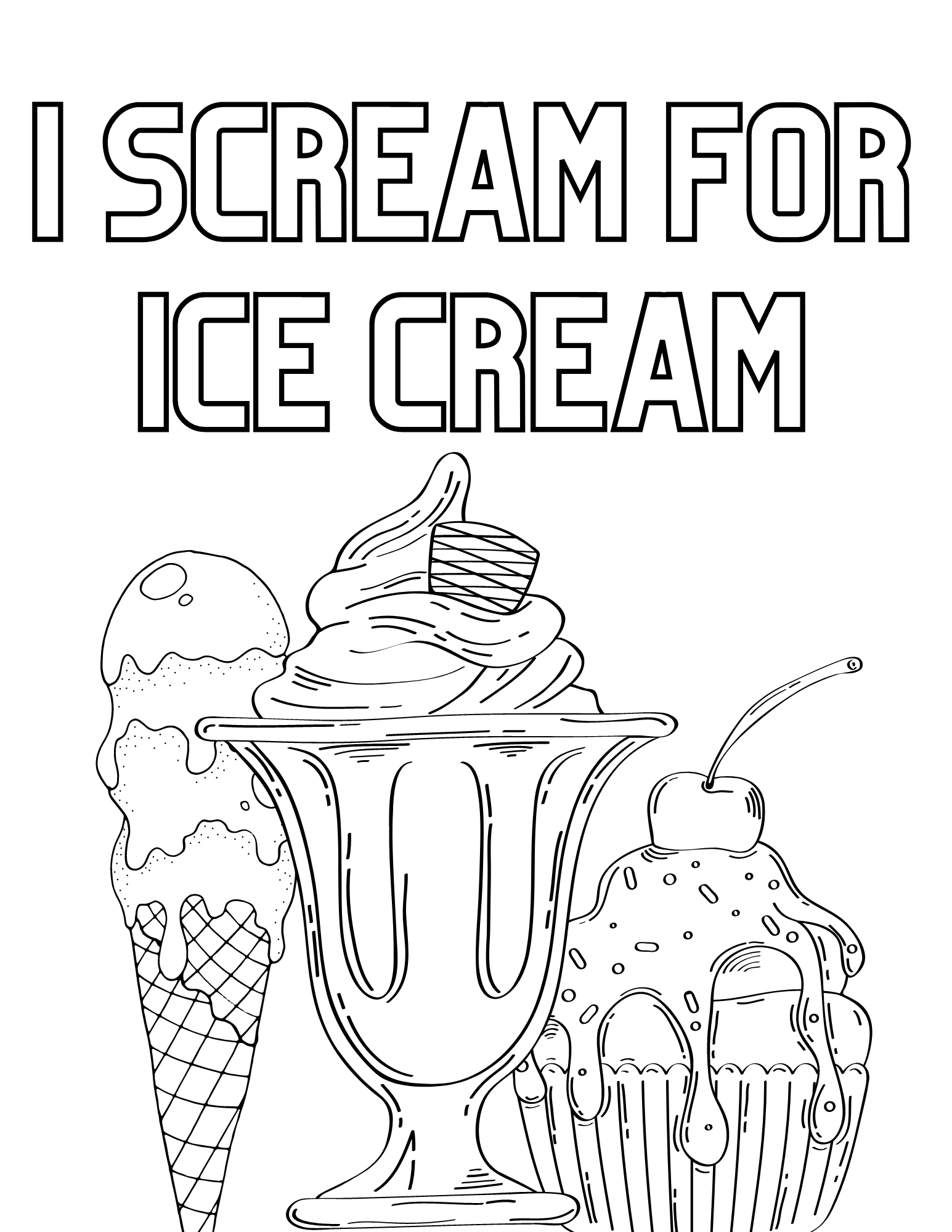 Free Ice Cream Coloring Pages For Kids And Adults Free Ice Cream Coloring Pages For Kids And Adults