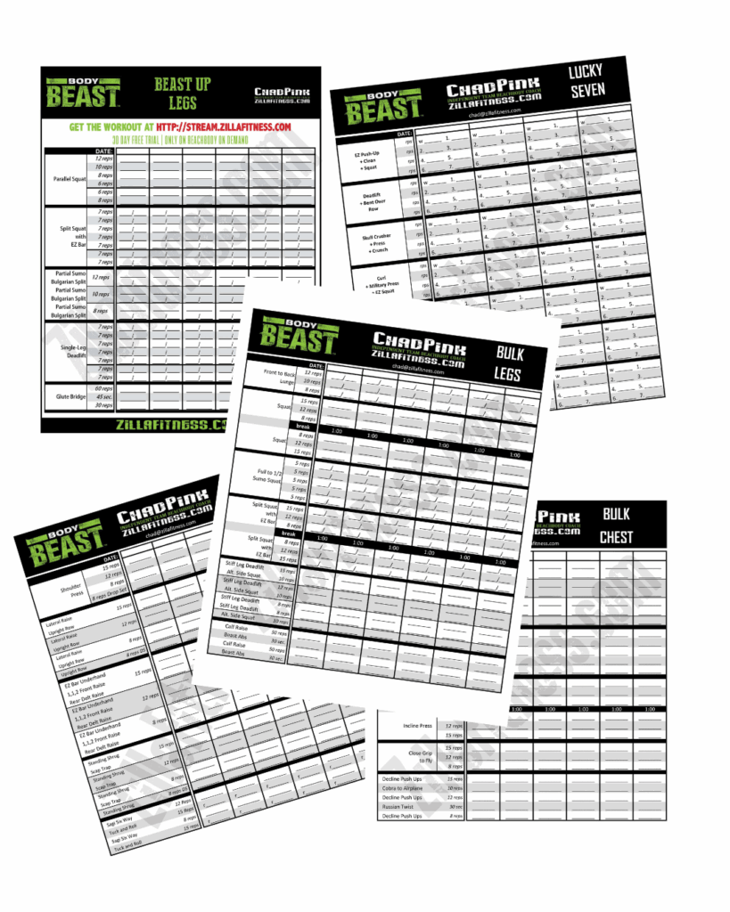 Free Improved Body Beast Workout Sheets By ZillaFitness Free Improved Body Beast Workout Sheets By ZillaFitness