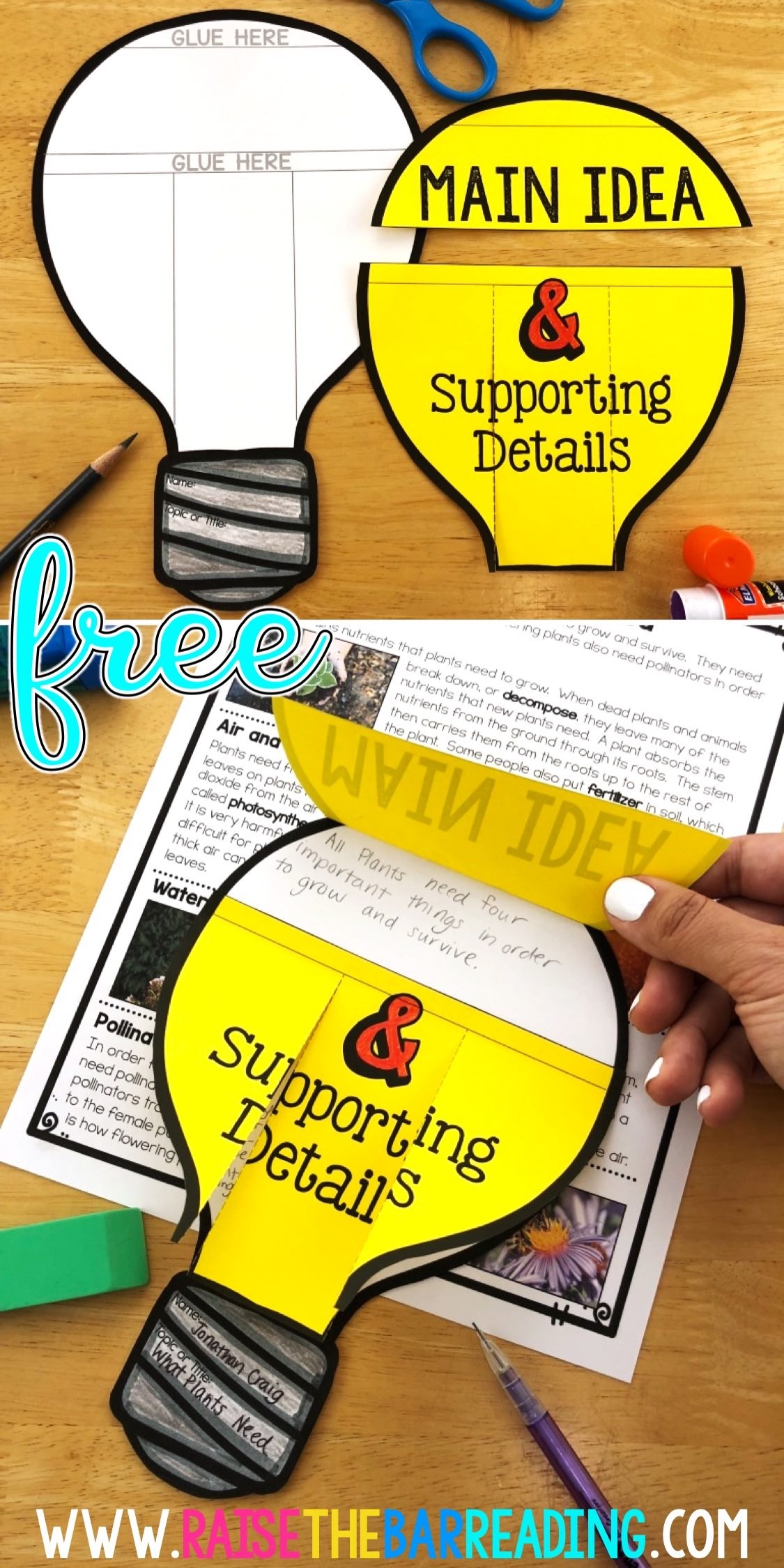 Free Main Idea Printable Craft Raise The Bar Reading Free Main Idea Printable Craft Raise The Bar Reading