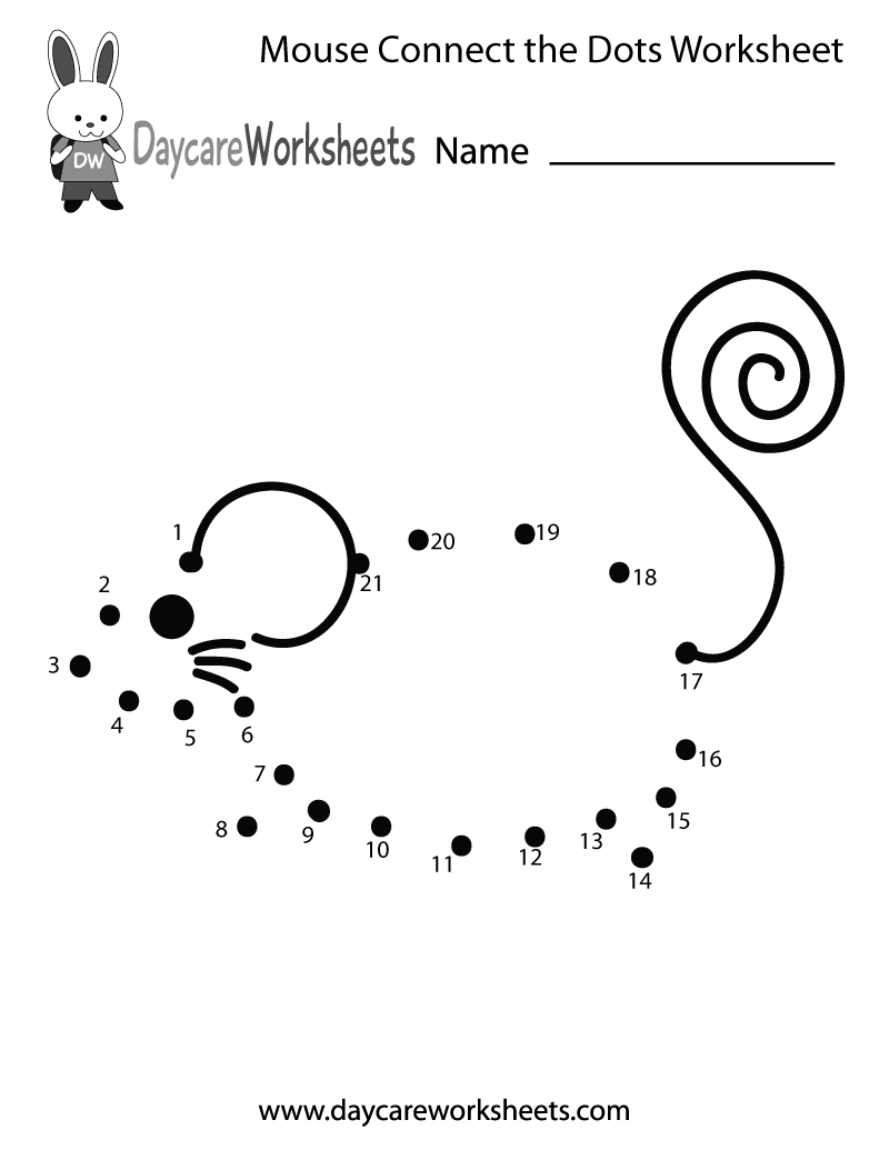 Free Preschool Mouse Connect The Dots Worksheet