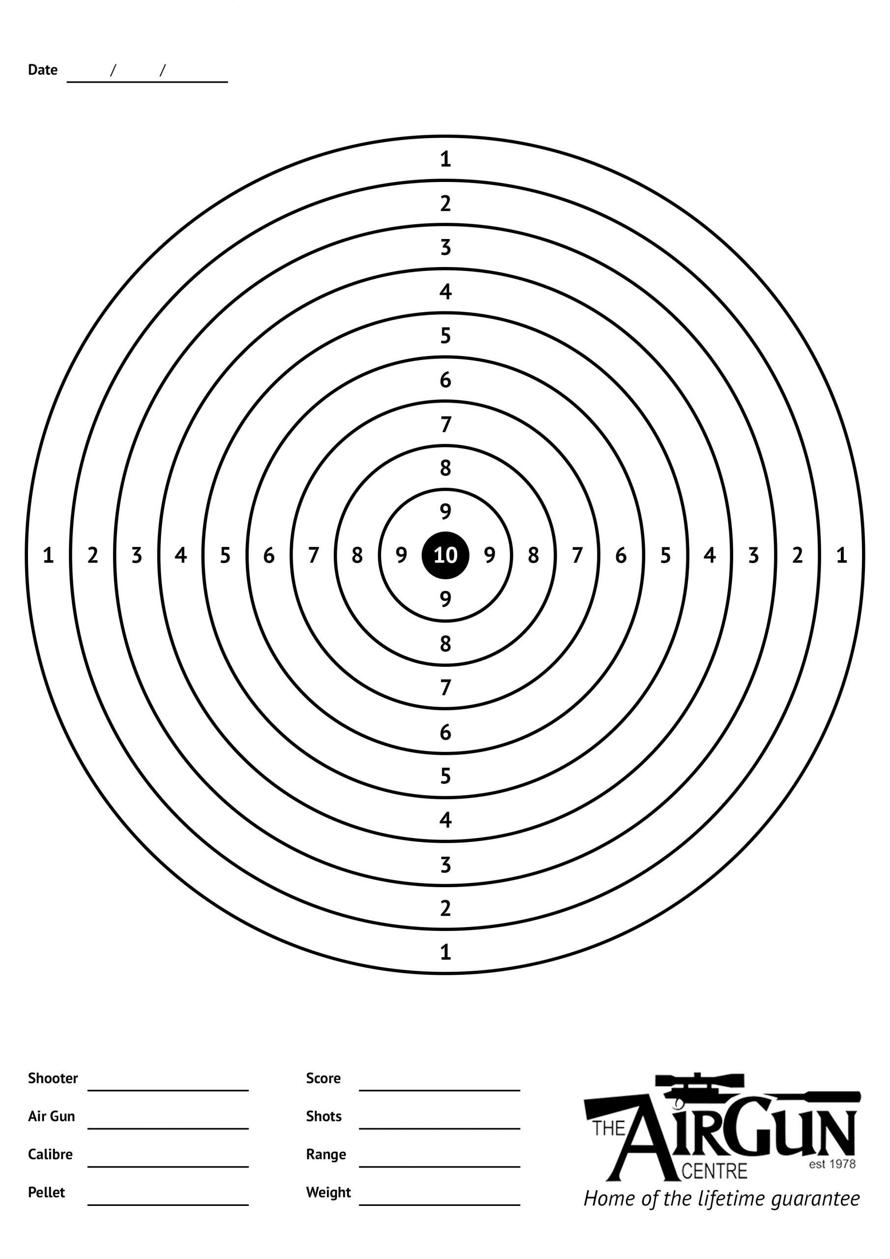 Free Printable Air Rifle Targets A4 17cm 14cm The Airgun Centre Worksheets Library