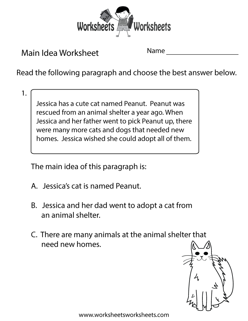 Free Printable Finding The Main Idea Worksheet Free Printable Finding The Main Idea Worksheet