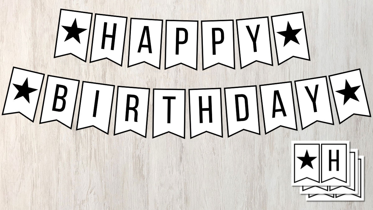 Free Printable Happy Birthday Banner In Black And White