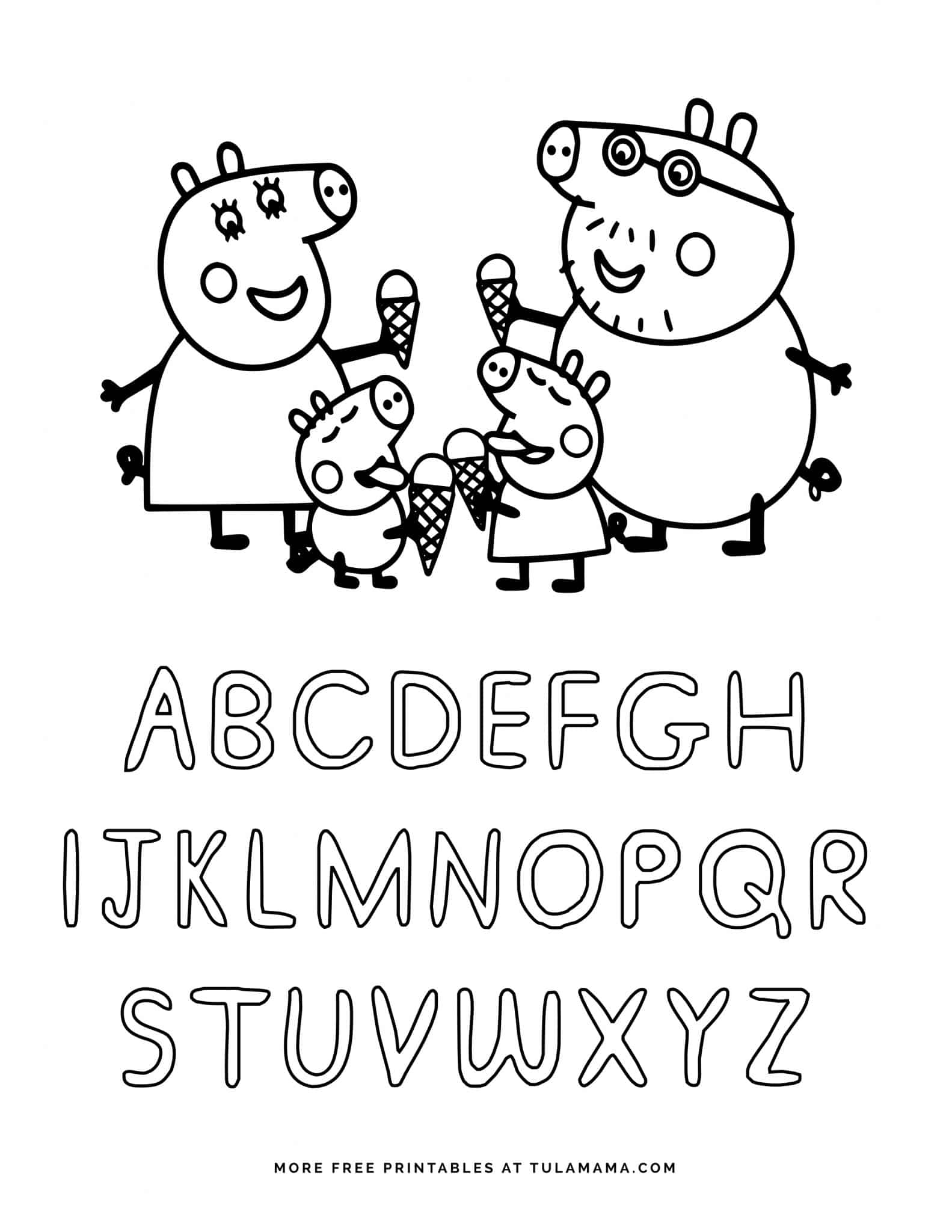 Free Printable Peppa Pig ABC Coloring Pages For Preschoolers Tulamama