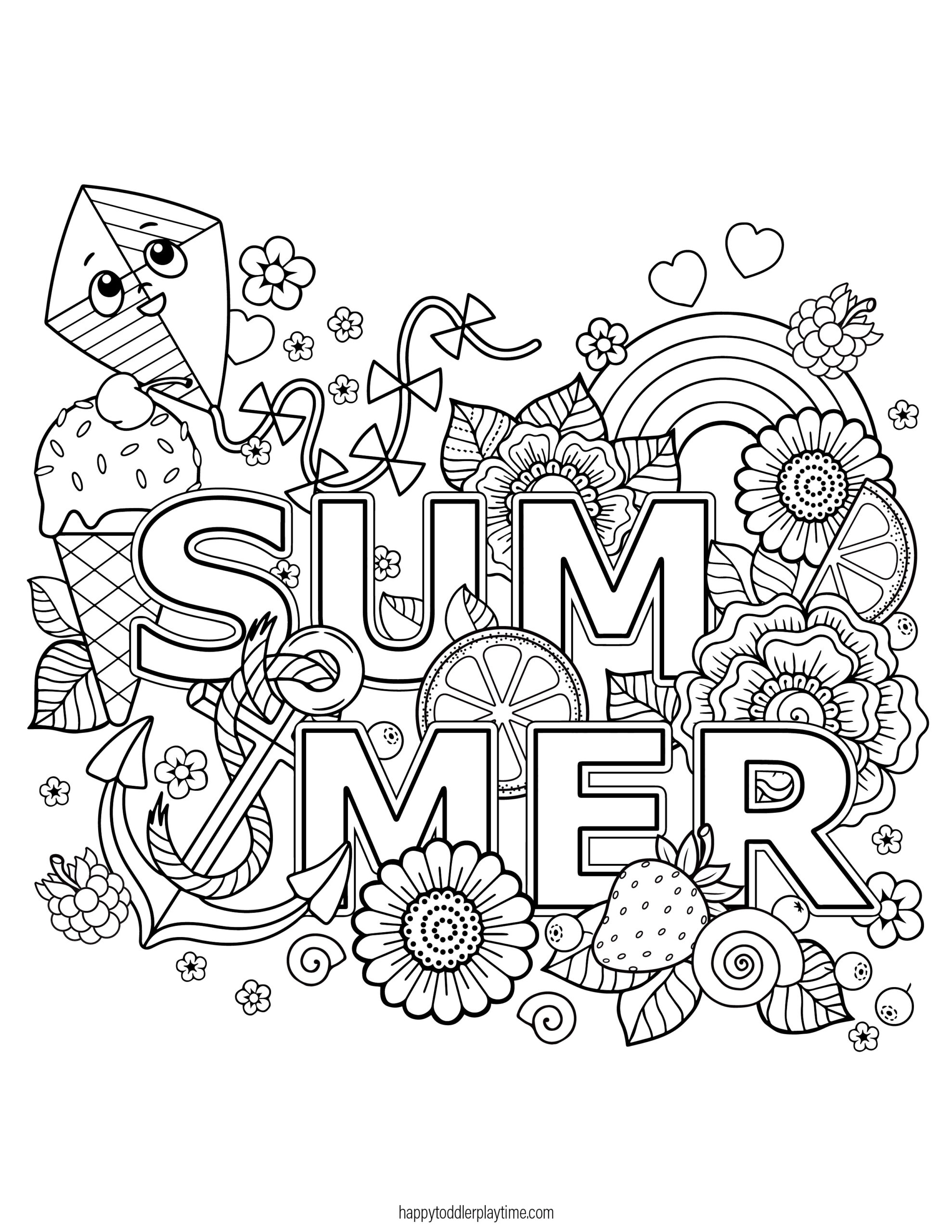 summer printable colouring pages