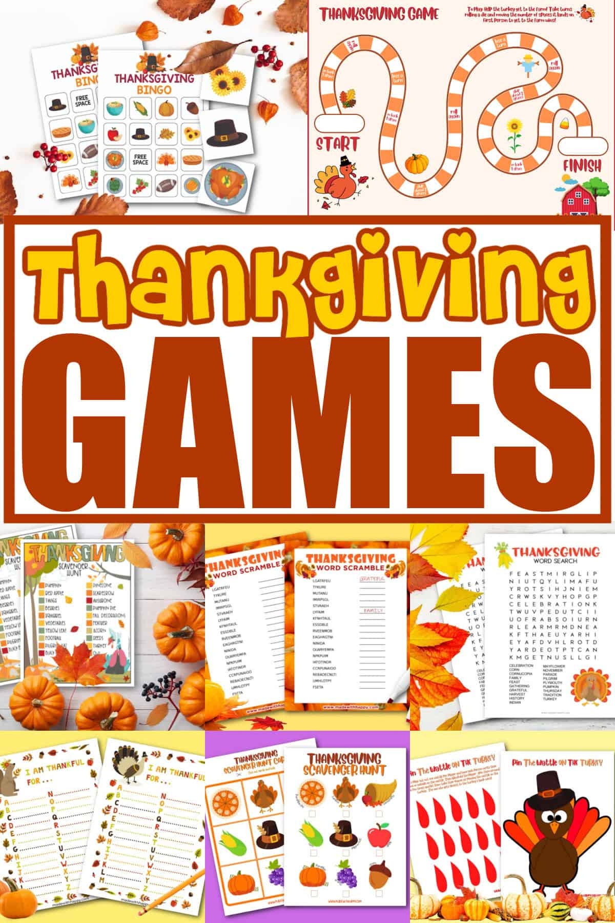 FREE Printable Thanksgiving Games Made With HAPPY