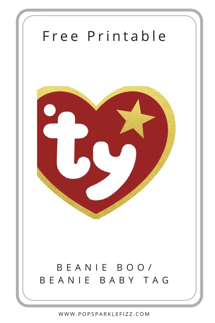 Free Printable TY Beanie Boo Beanie Baby Tag Free Printable TY Beanie Boo Beanie Baby Tag
