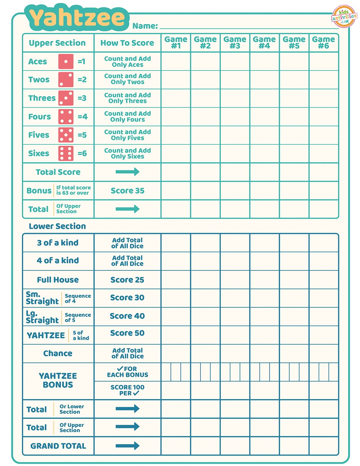 printable yahtzee score sheets printable yahtzee score sheets