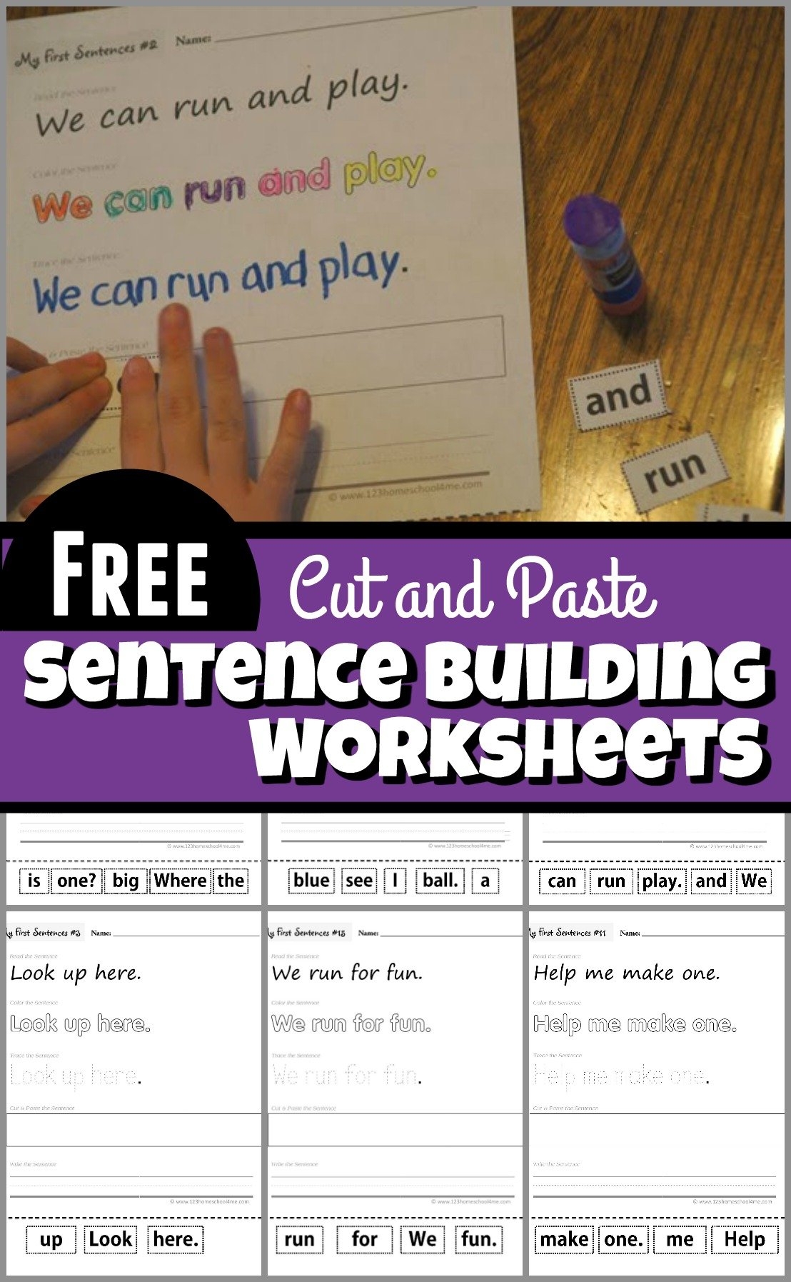 sentence building printables