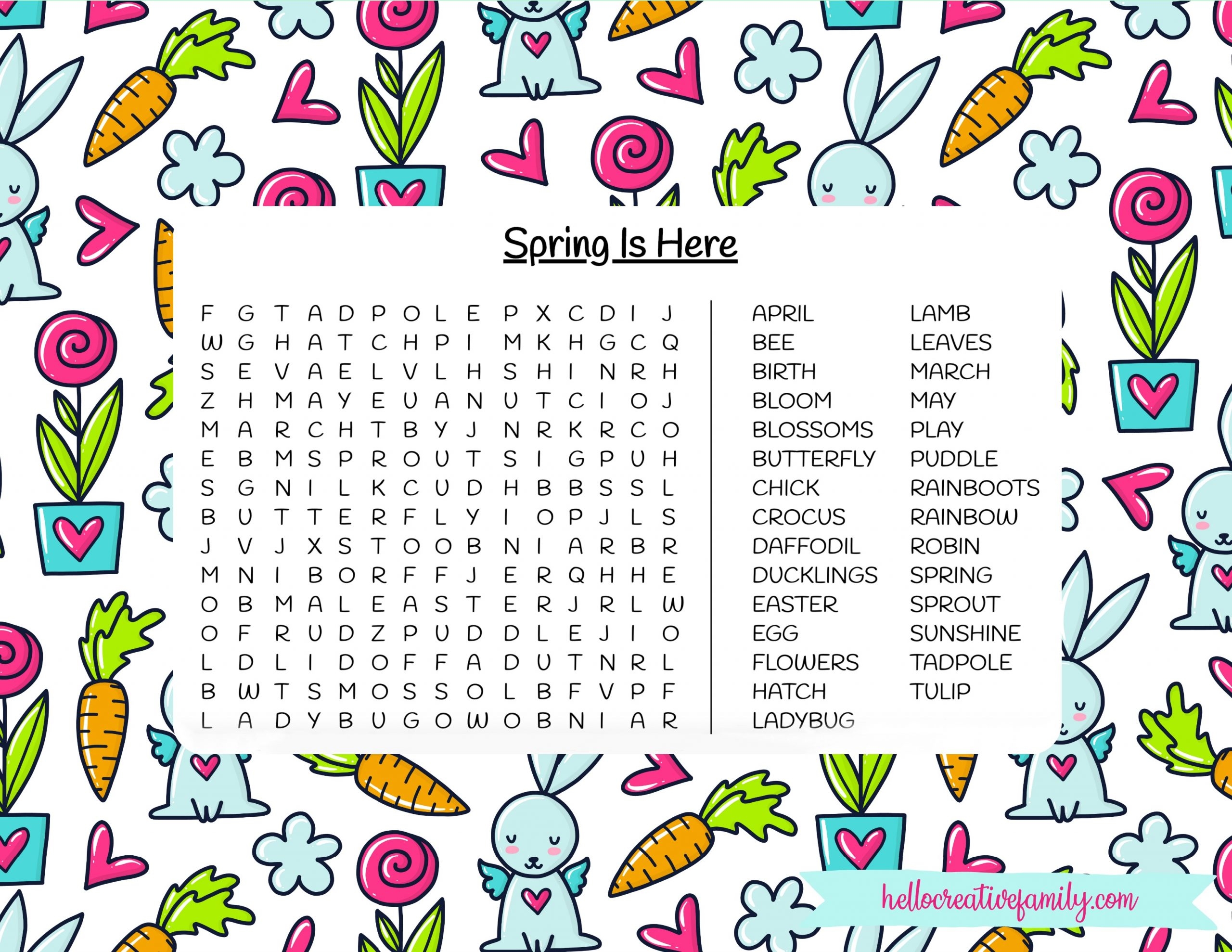 free printable spring word search