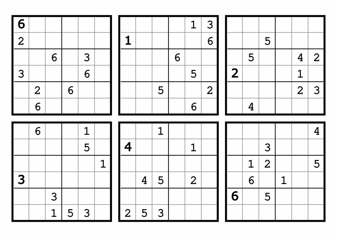 Free Sudoku 6 Per Page Printable Printable