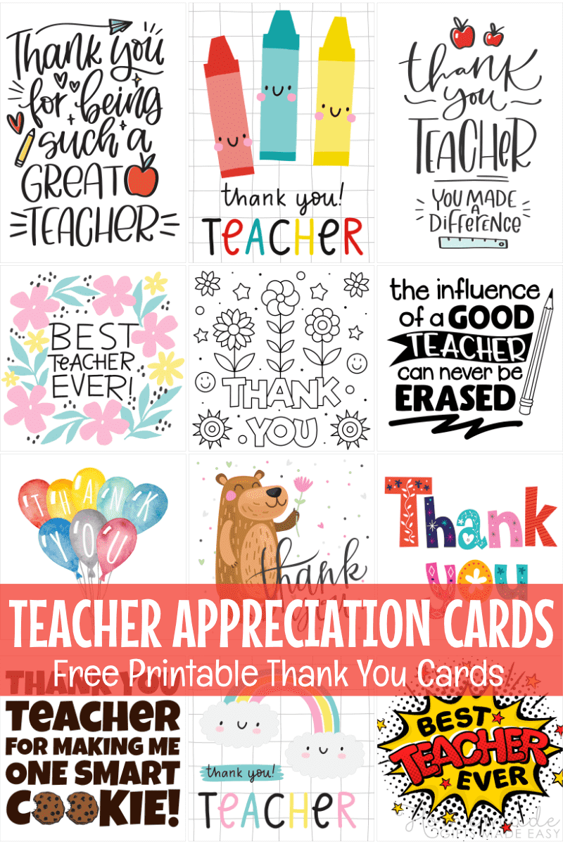 Free Teacher Appreciation Cards Thank You Cards For Teachers 2026