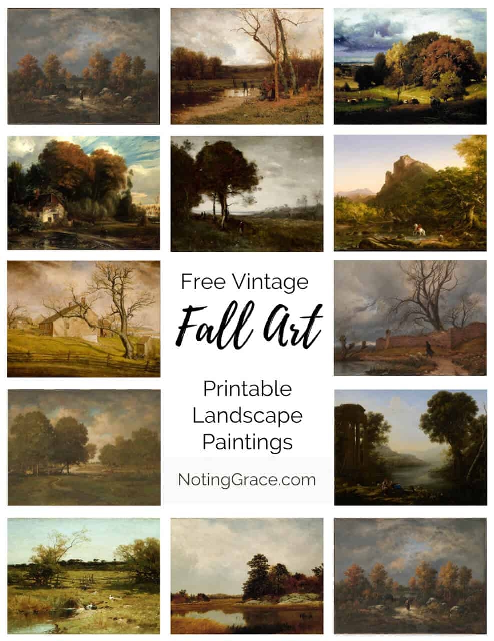Free Vintage Fall Art 26 Printable Landscape Paintings