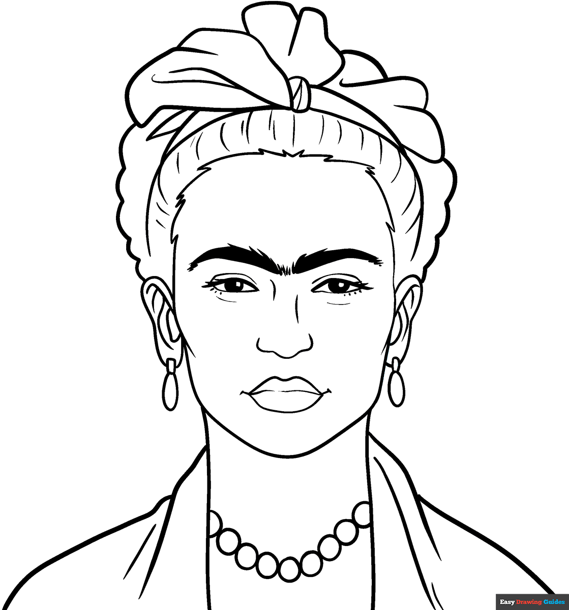 Frida Kahlo Coloring Page Easy Drawing Guides Frida Kahlo Coloring Page Easy Drawing Guides