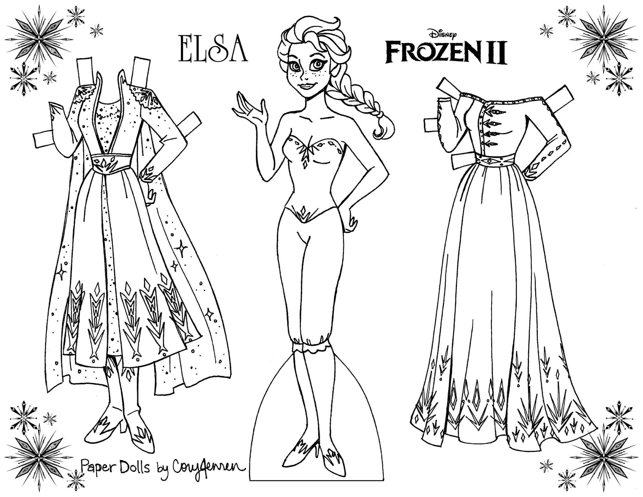 Frozen 2 Coloring Paper Dolls Of Elsa And Anna YouLoveIt