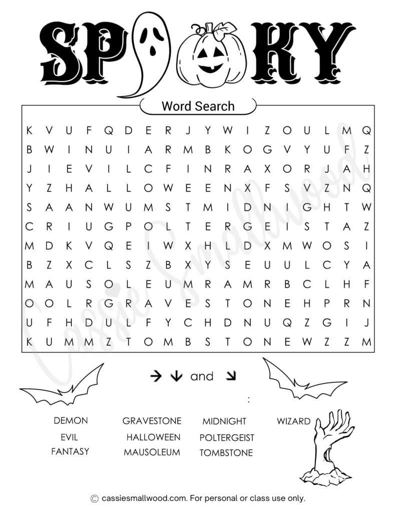 FUN Free Printable Halloween Word Searches Cassie Smallwood