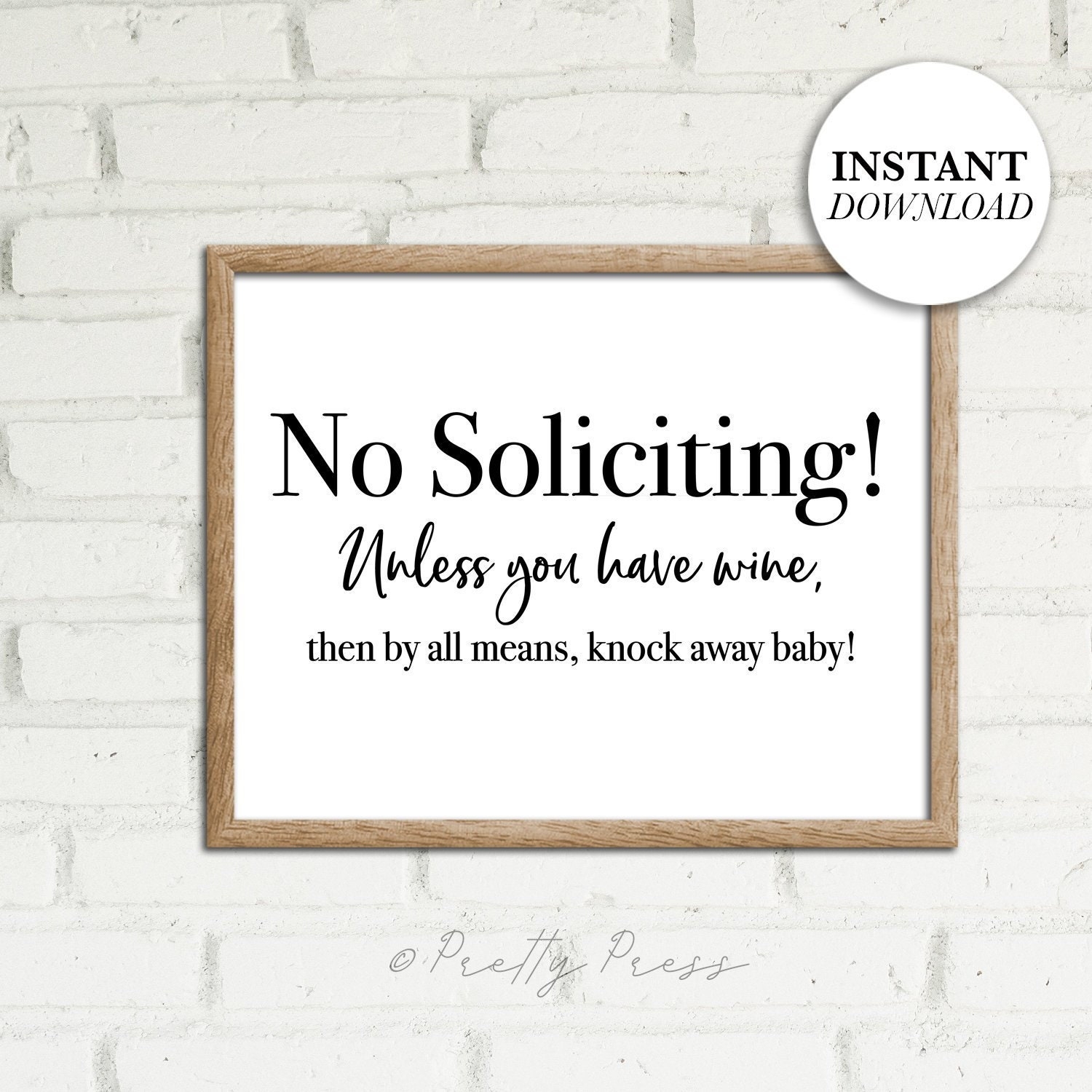 Funny No Soliciting Sign Wine Lover Home Decor digital Download Etsy
