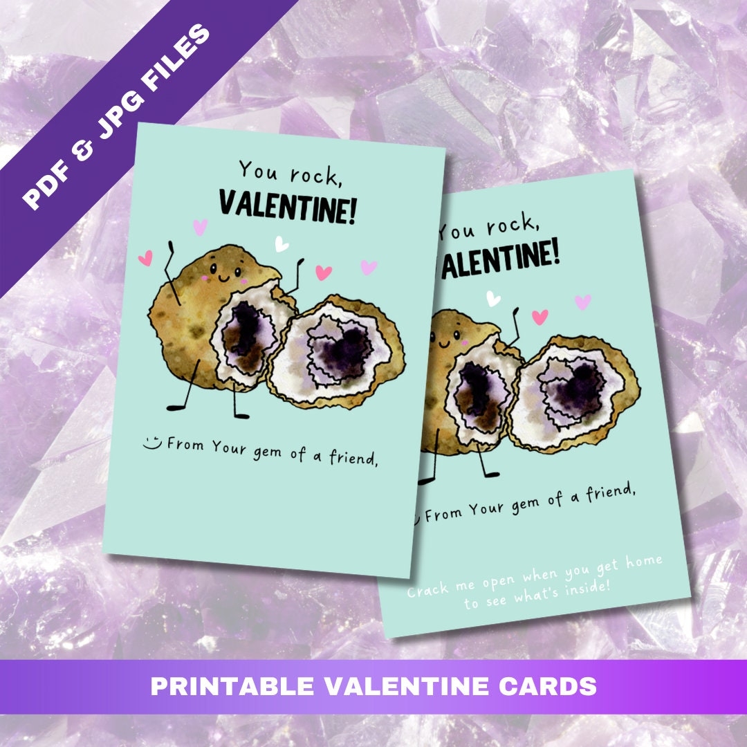 Geode Themed Valentine s Cards Rock Valentines For Kids printable Etsy