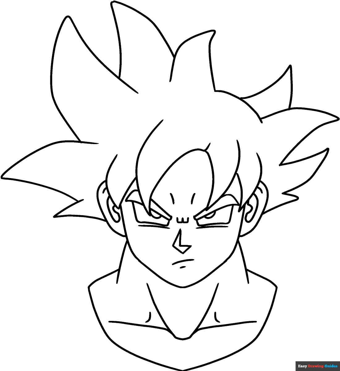 Goku Ultra Instinct Coloring Page Easy Drawing Guides