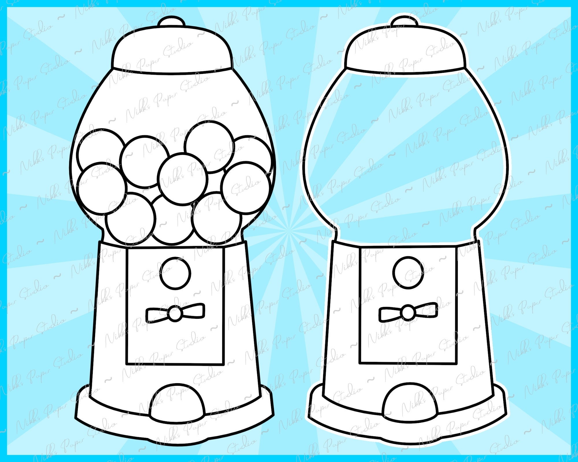 Gumball Machine Digital Printable Stamps And SVG Files Instant Download Etsy