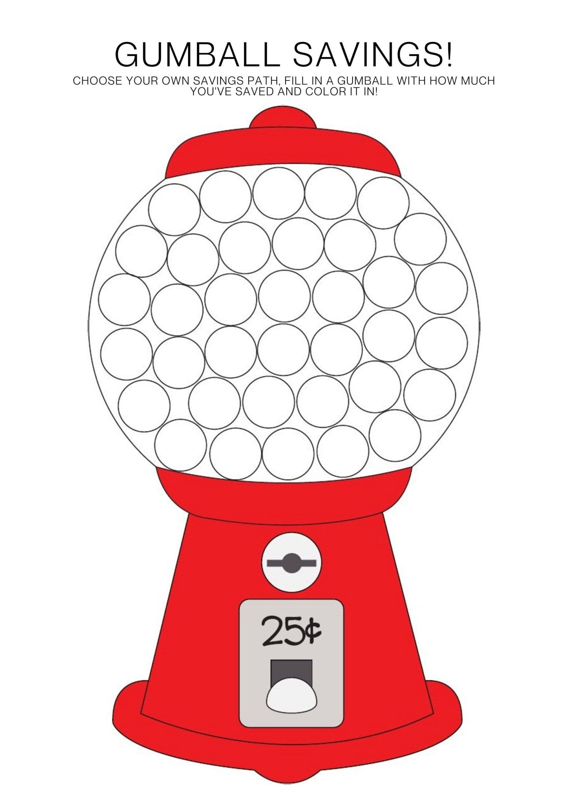 Gumball Machine Printable Words Color PDF