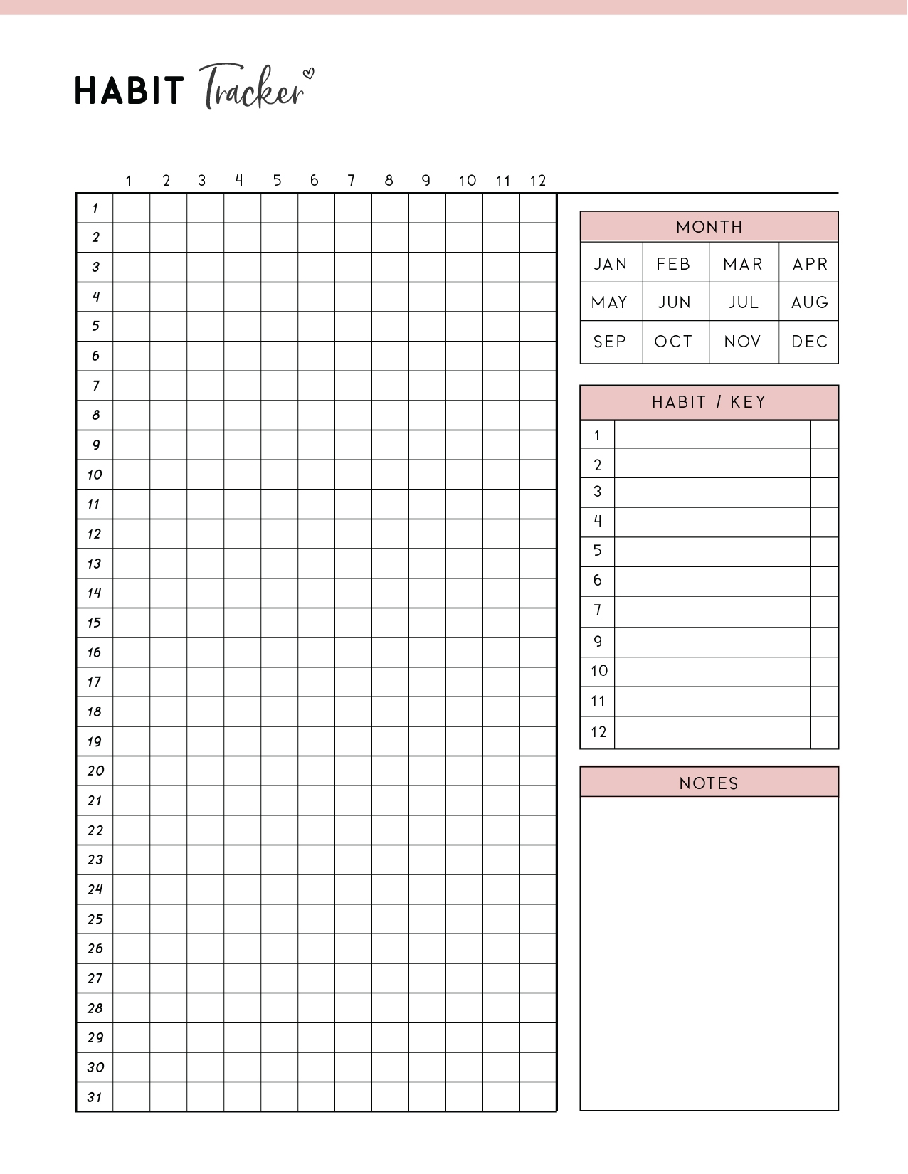 habit tracker printable free