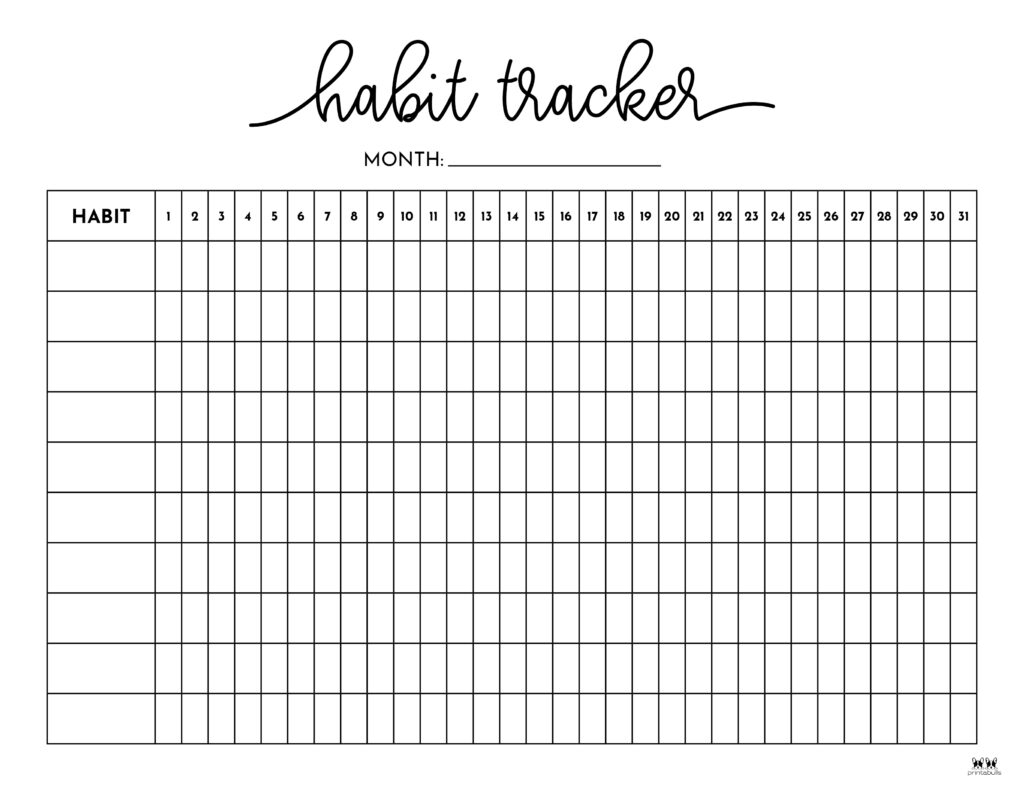 Habit Trackers 77 FREE Printables Printabulls