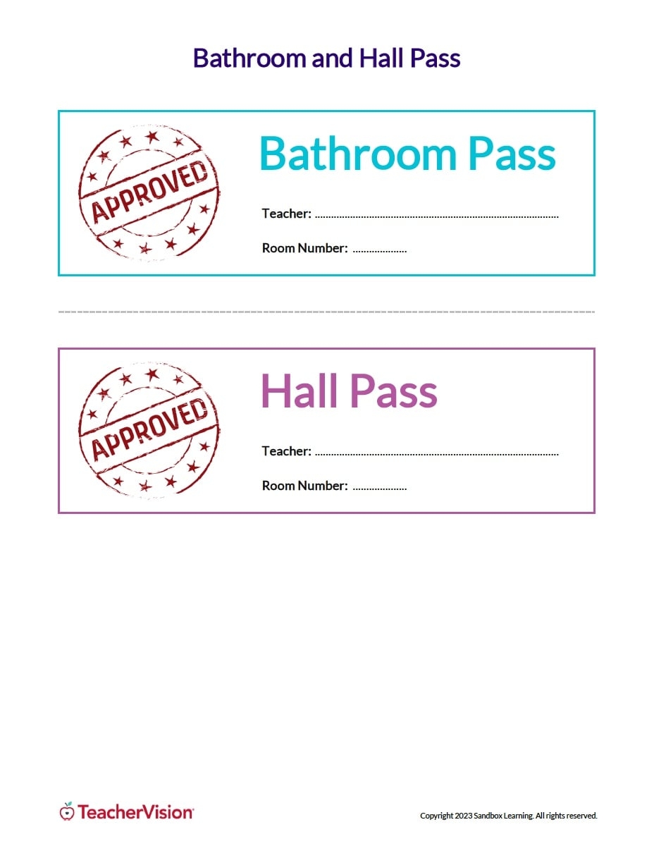 Hall Passes For Students TeacherVision Hall Passes For Students TeacherVision