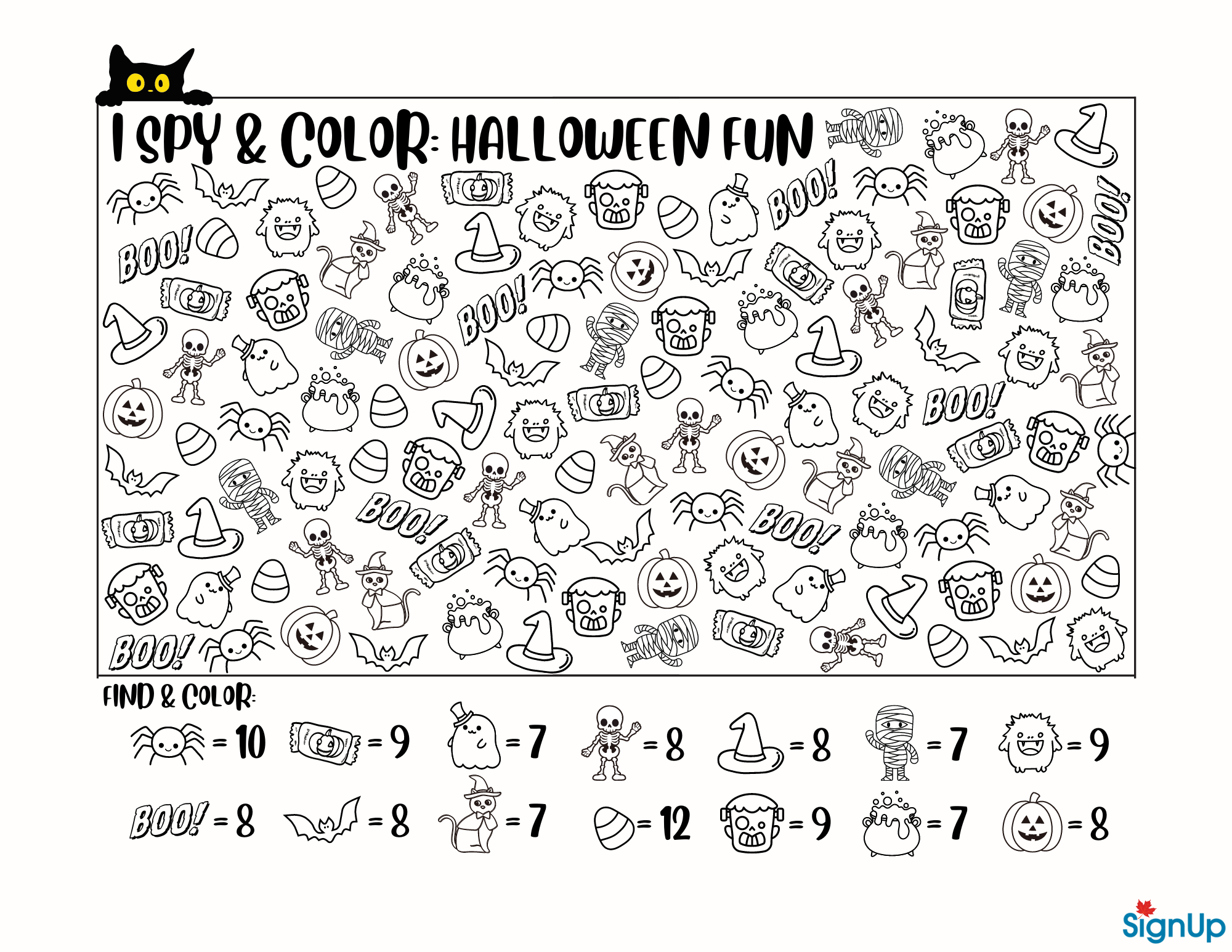 Halloween Activity Sheets Coloring Pages SignUp