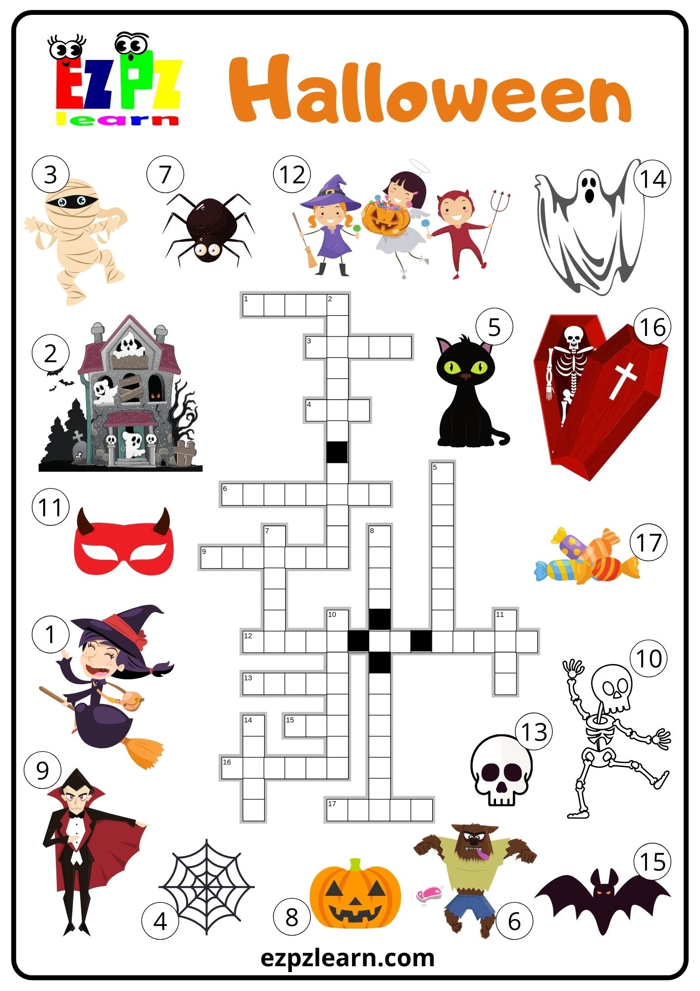 Halloween Crossword Ezpzlearn Halloween Crossword Ezpzlearn