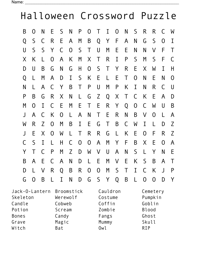halloween crossword printable halloween crossword printable