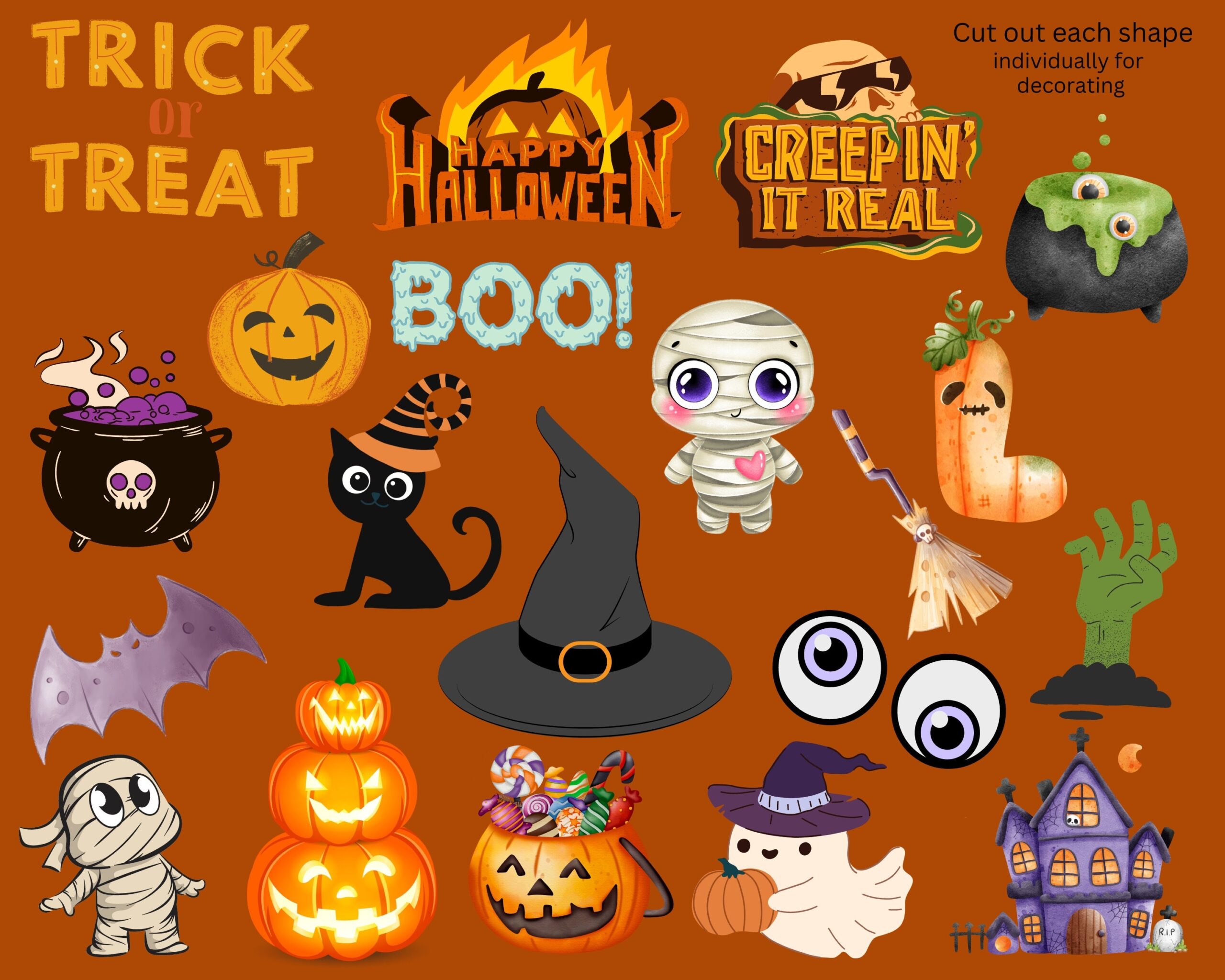 Halloween Printables Spooky Cut Out Decorations digital Download Etsy Halloween Printables Spooky Cut Out Decorations digital Download Etsy