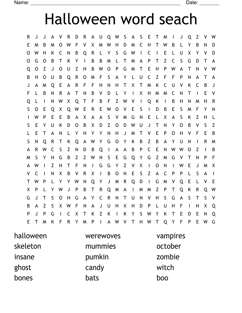 Halloween Word Search WordMint Halloween Word Search WordMint