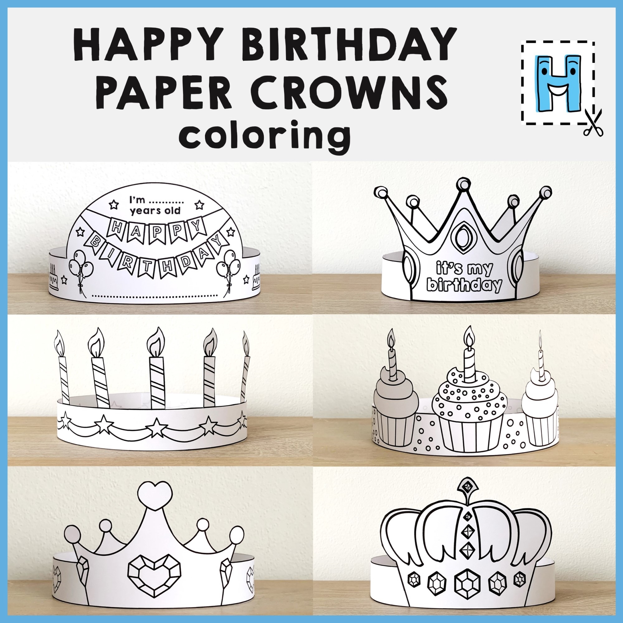 Happy Birthday Paper Crowns Headbands Hats Printable Coloring Craft Made By Teachers Happy Birthday Paper Crowns Headbands Hats Printable Coloring Craft Made By Teachers