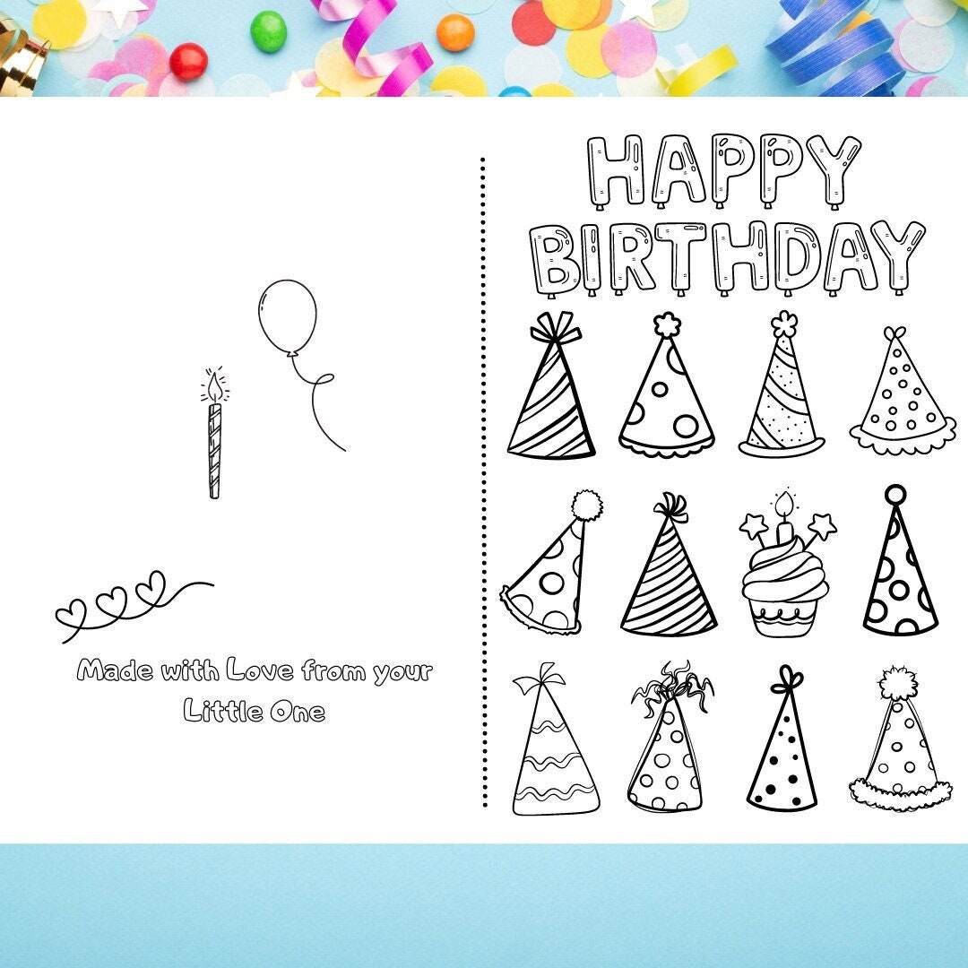 coloring birthday cards printable