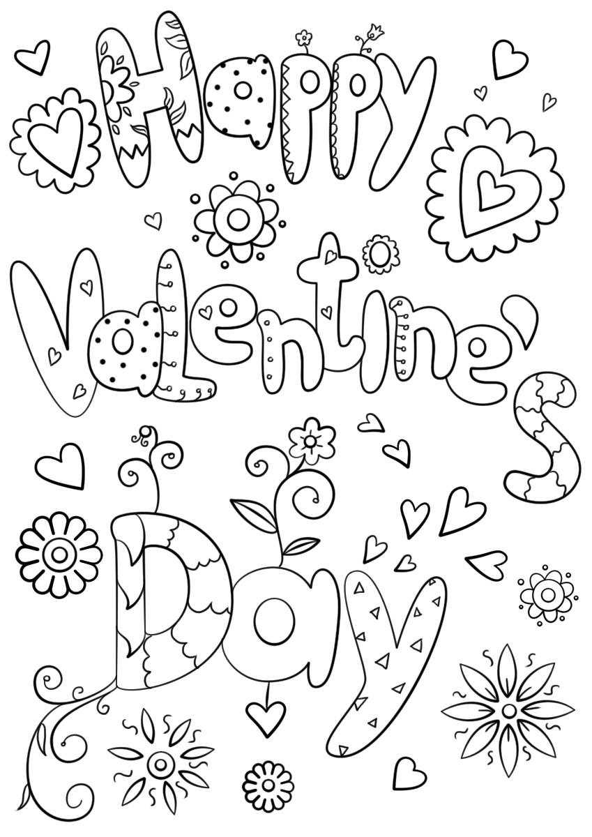 Happy Valentine s Day Coloring Page Free Printable