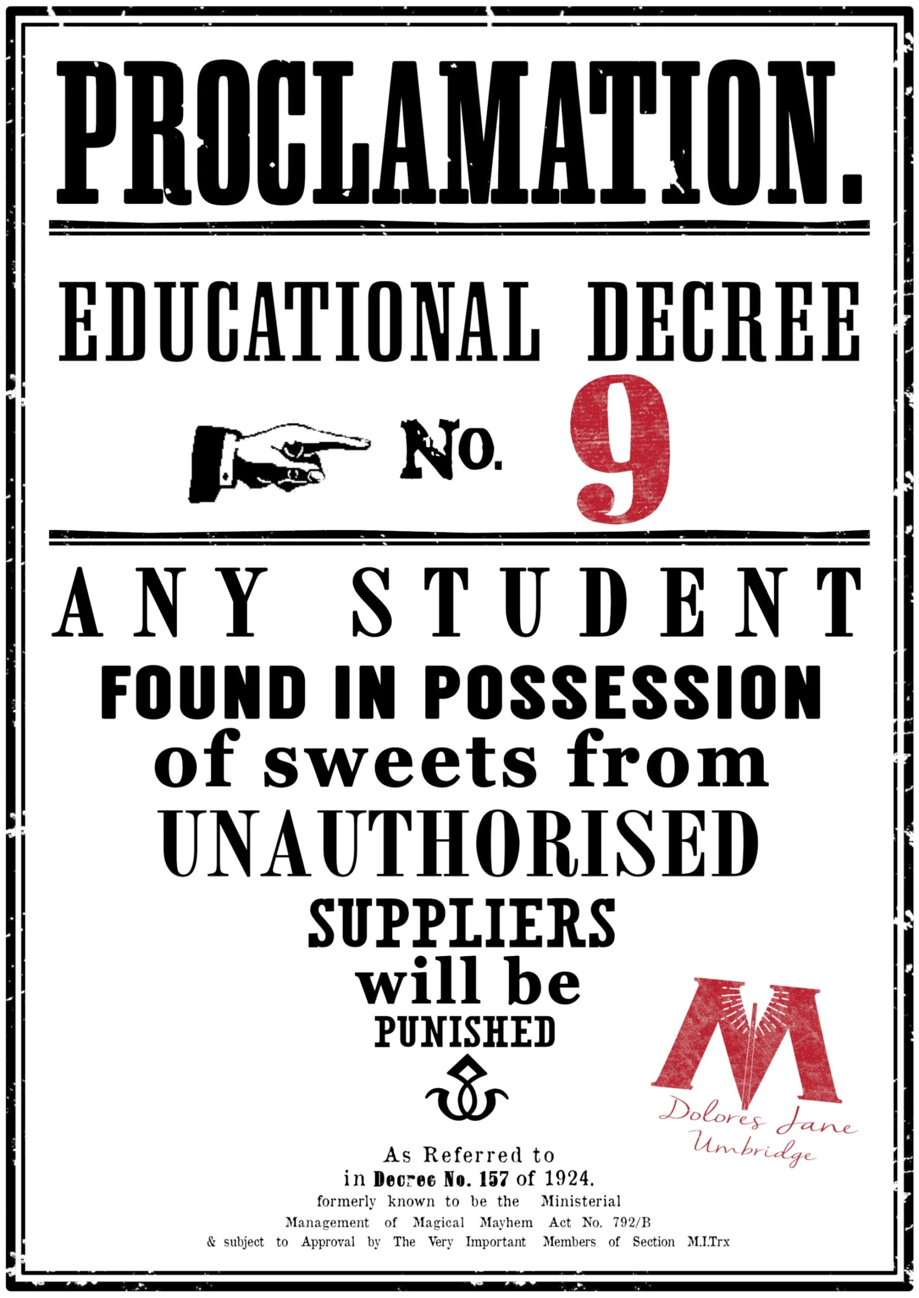 Harry Potter Educational Decrees free Printables Paper Trail Design