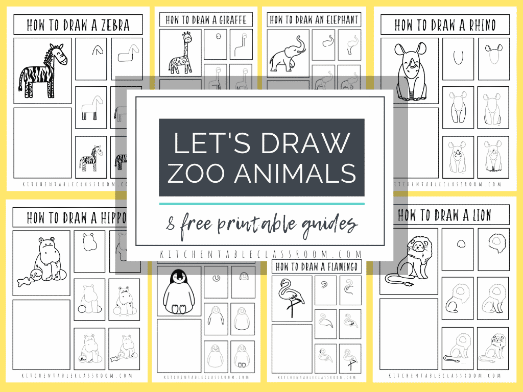 How To Draw Zoo Animals 8 Free Drawing Tutorials The Kitchen Table Classroom
