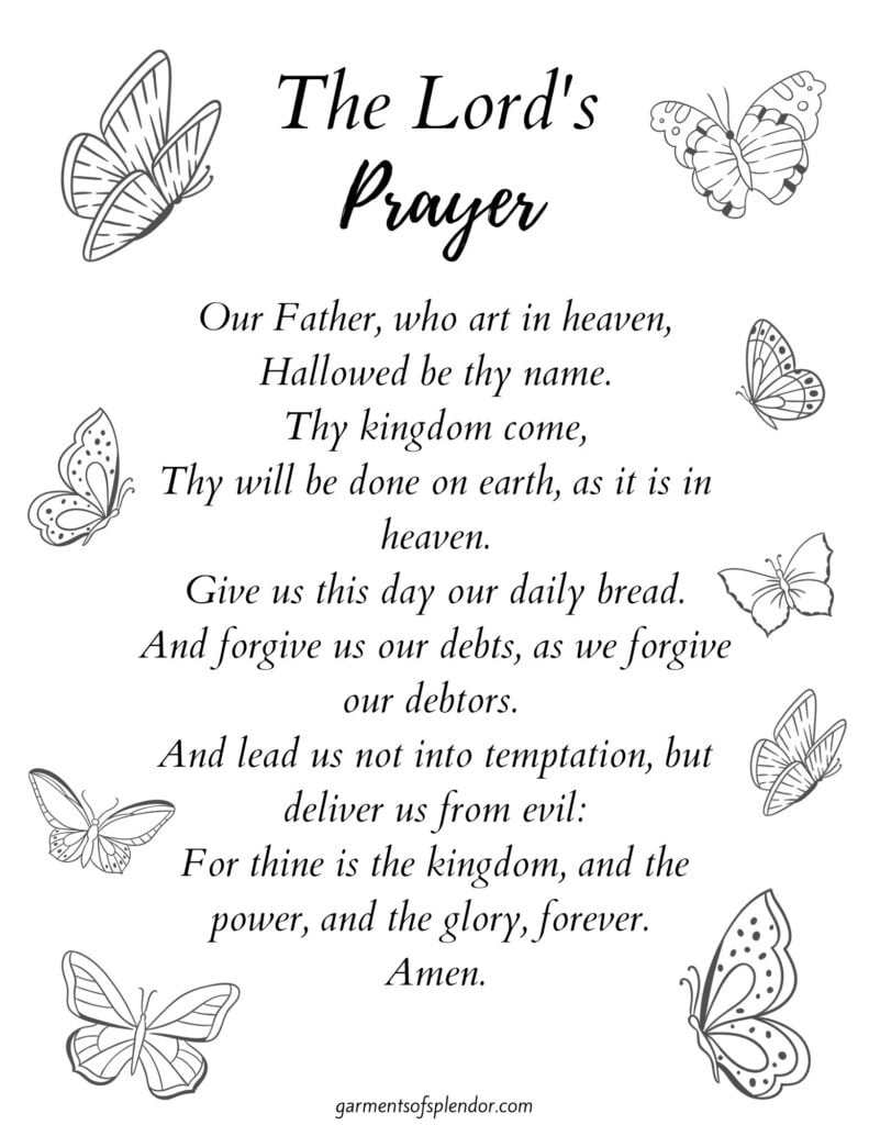 the our father prayer printable