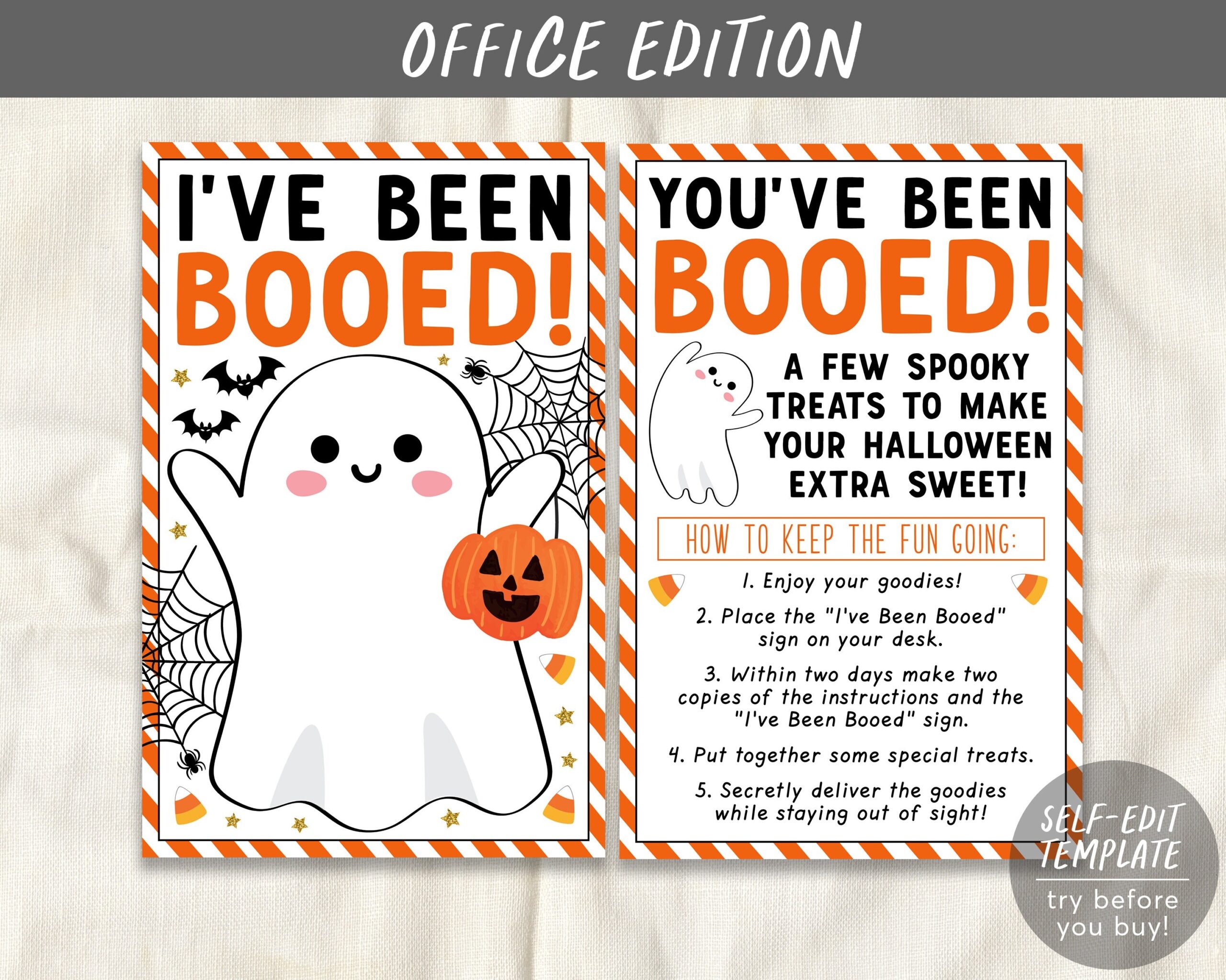 I ve Been Booed Coworker Game Editable Template You ve Been Booed Work Halloween Office Tradition Sign Instructions Gifts For Co Workers Etsy
