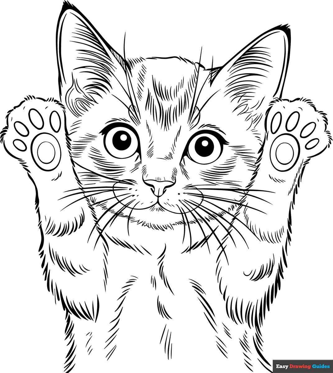 Kitten Greeting You Coloring Page Easy Drawing Guides Kitten Greeting You Coloring Page Easy Drawing Guides