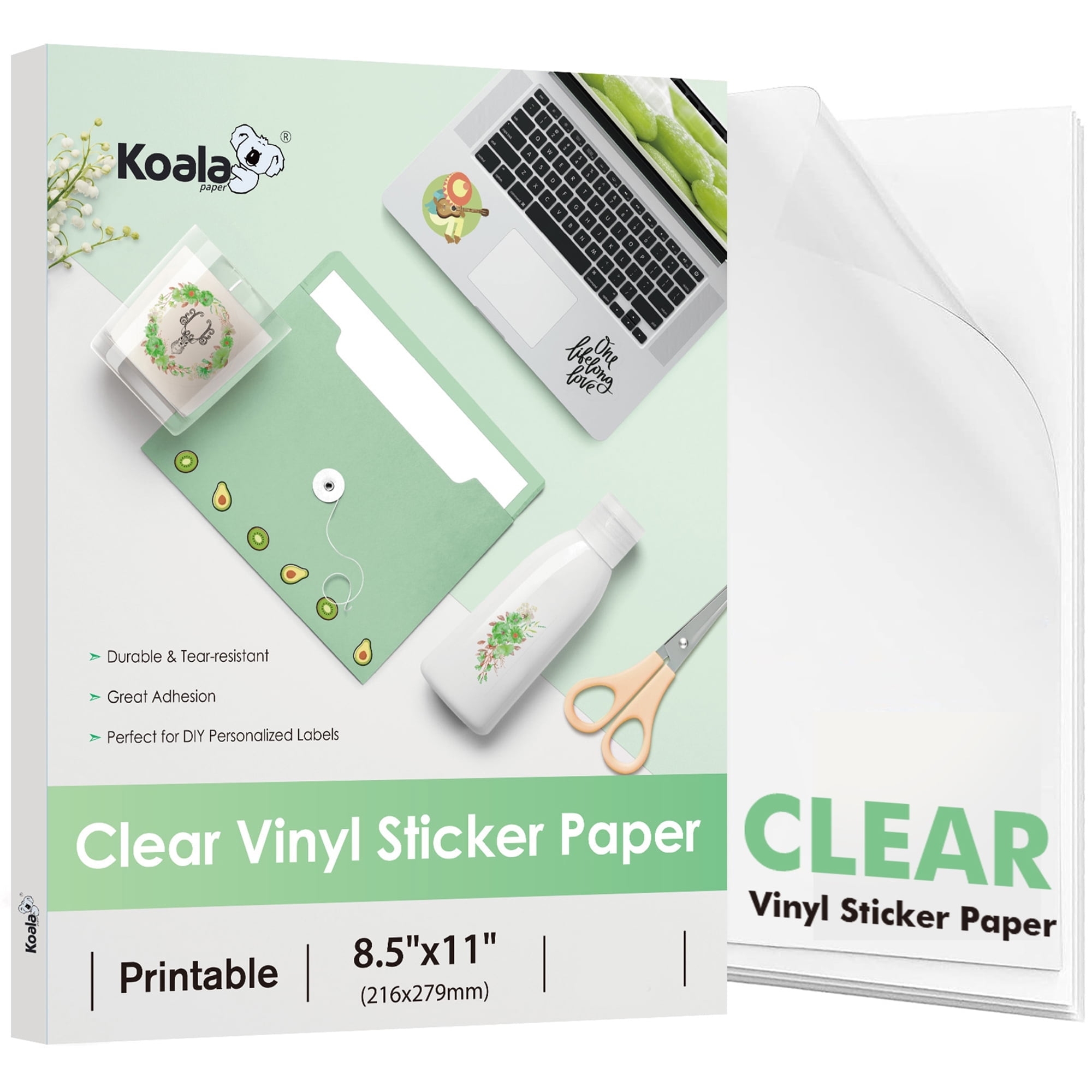 Koala Clear Sticker Paper For Inkjet 8 5x11 Inch 50 Sheets For DIY Labels Decals Walmart