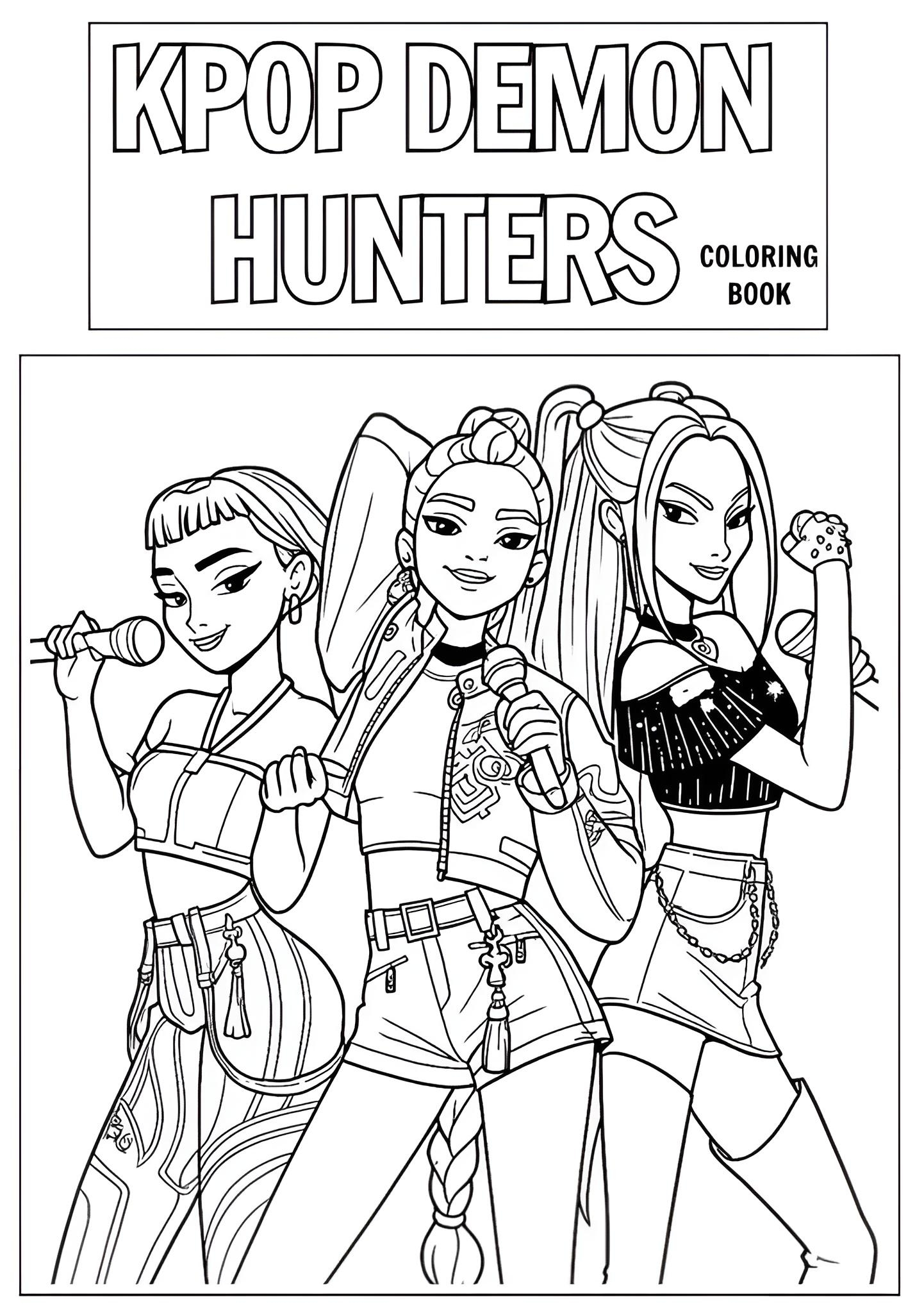Kpop Demon Hunter 10 Pages Coloring Book Printable Fantasy K pop Coloring Pages Digital Download Kpop Aesthetic Etsy