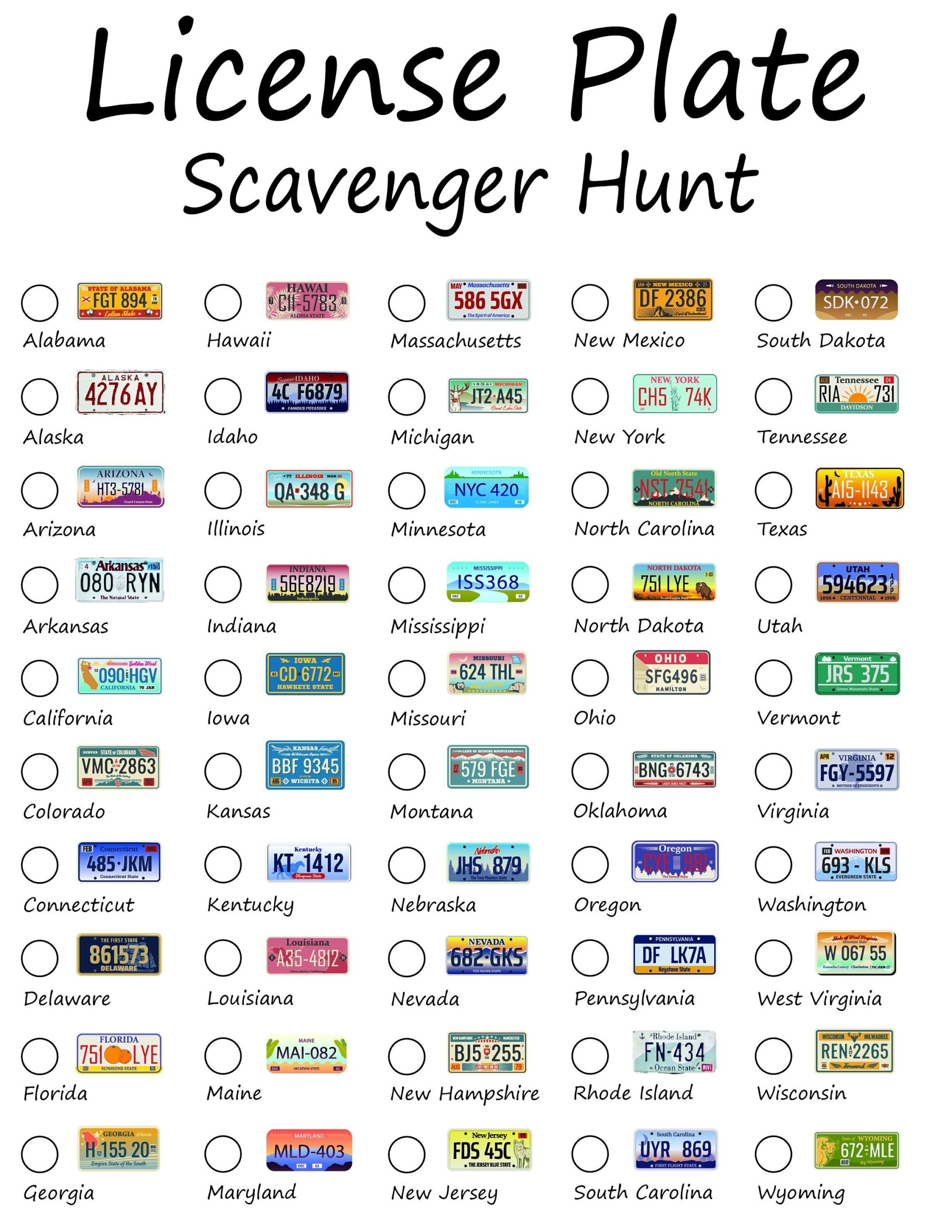 license plate game printable license plate game printable