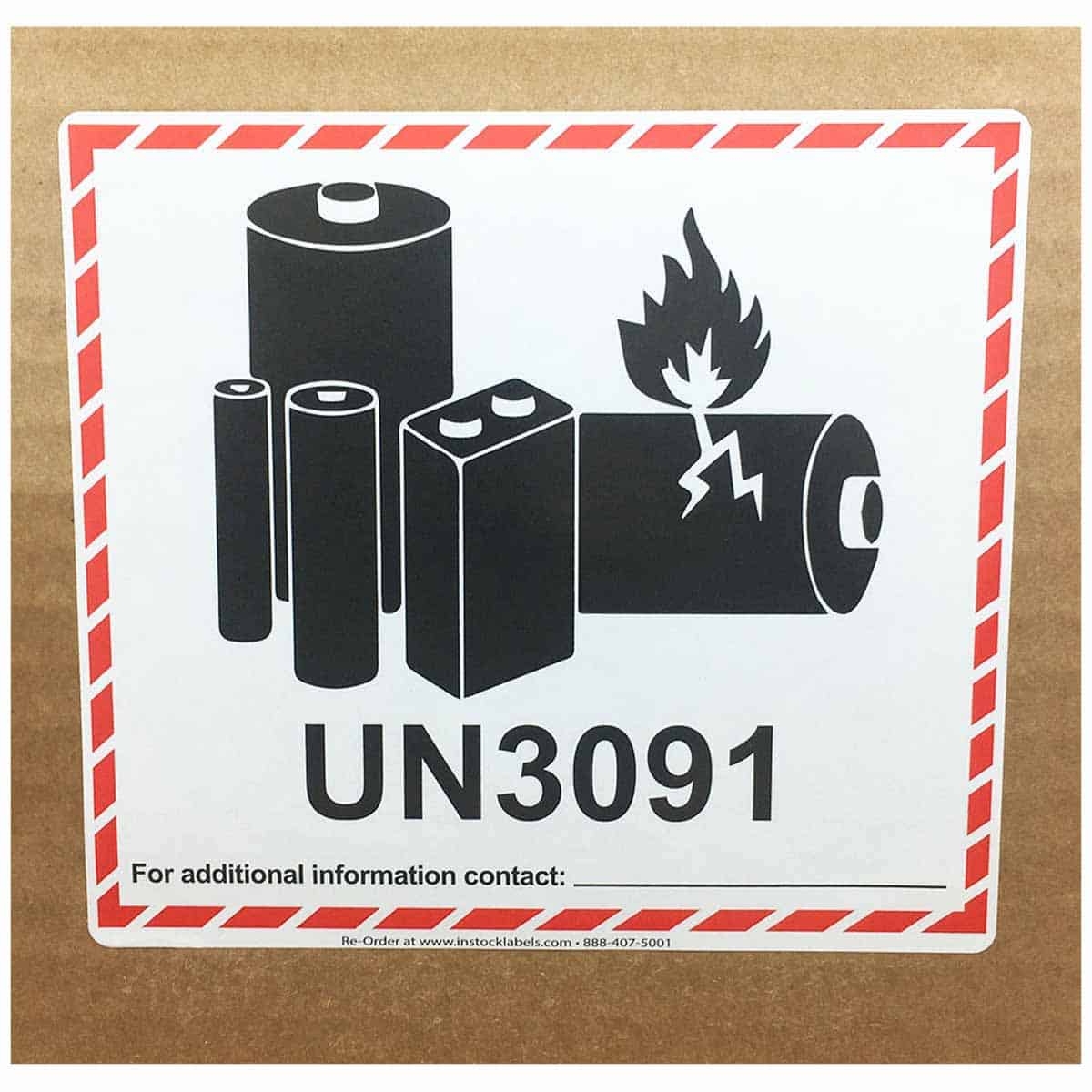 Lithium Ion Battery UN3091 D O T Semi Gloss Labels InStockLabels
