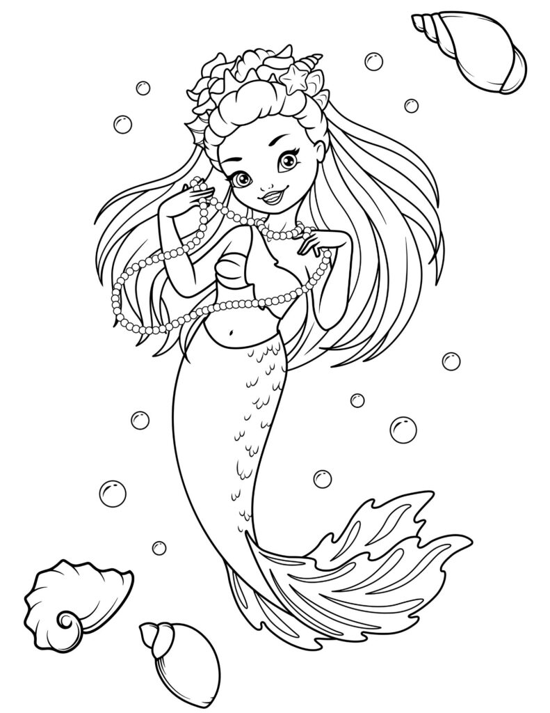 printable coloring pictures of mermaids