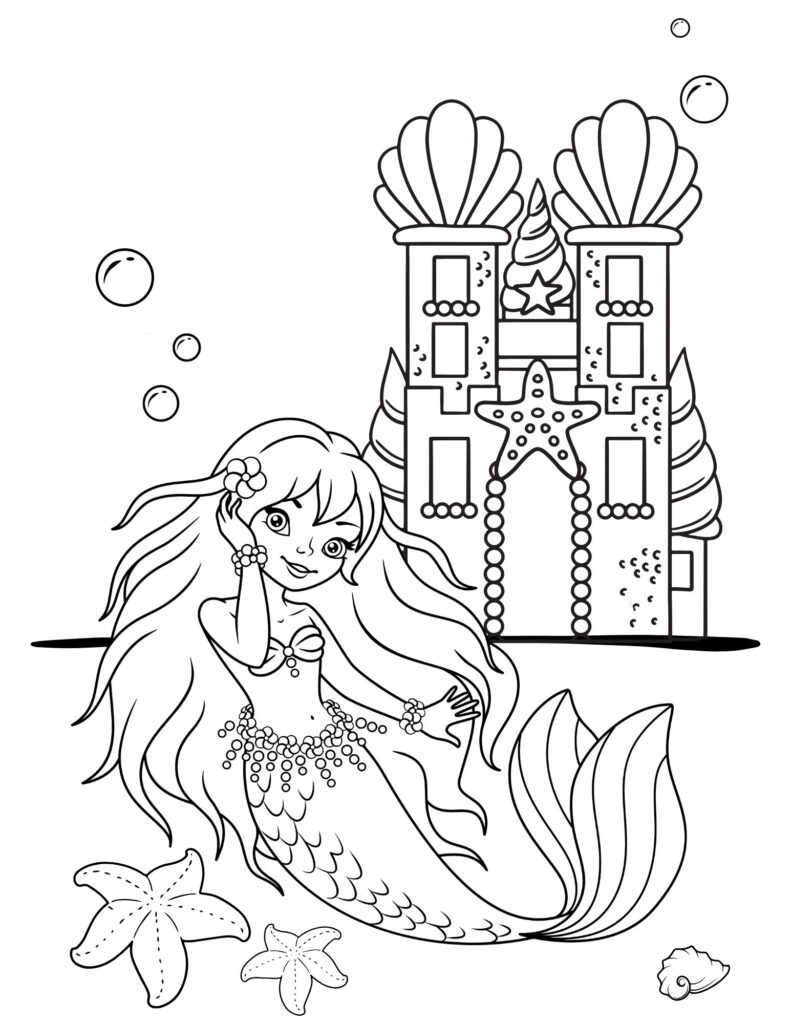 printable mermaid colouring pages