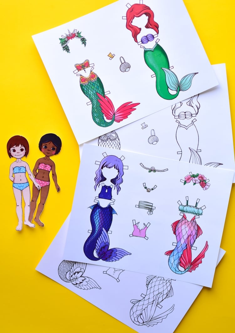 Mermaid Paper Dolls Printable Template Adventure In A Box